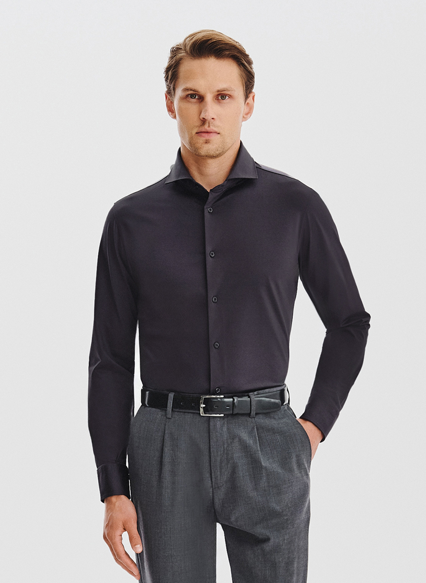 PAKO LORENTE – Grafitowa koszula z dzianiny