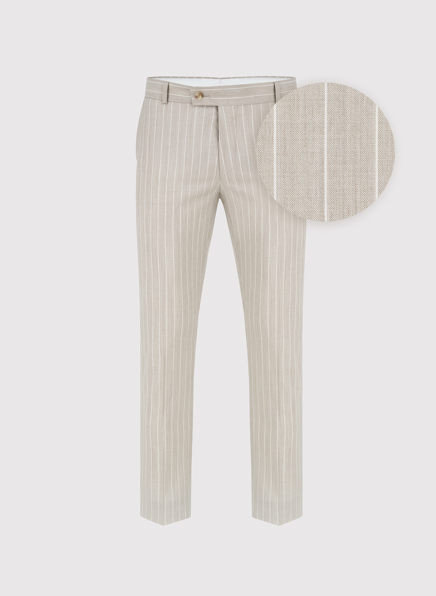 PAKO LORENTE - Beżowe spodnie garniturowe w prążek