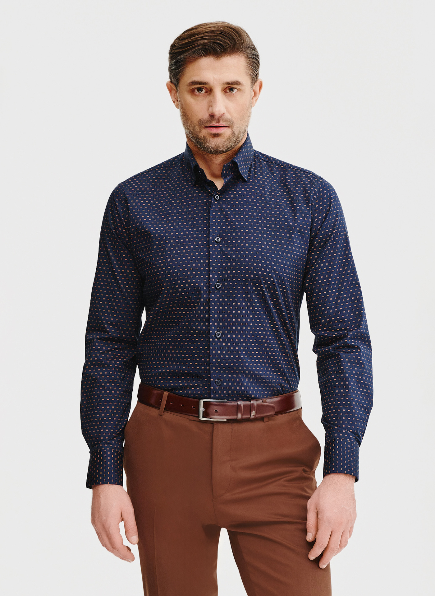 PAKO LORENTE – Granatowa koszula męska mikrowzór