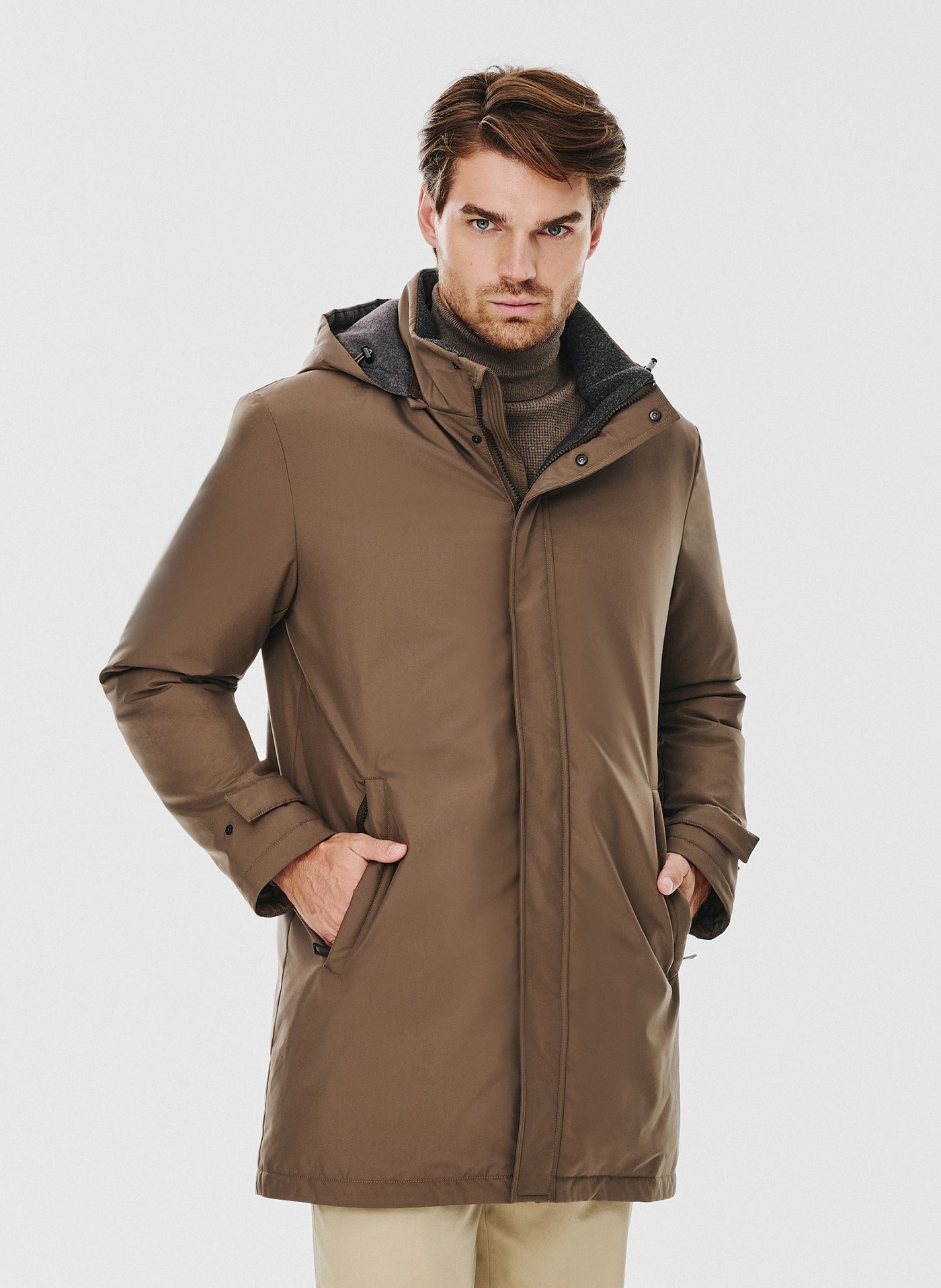 PAKO LORENTE – Brązowa kurtka męska z puchowym wypełnieniem