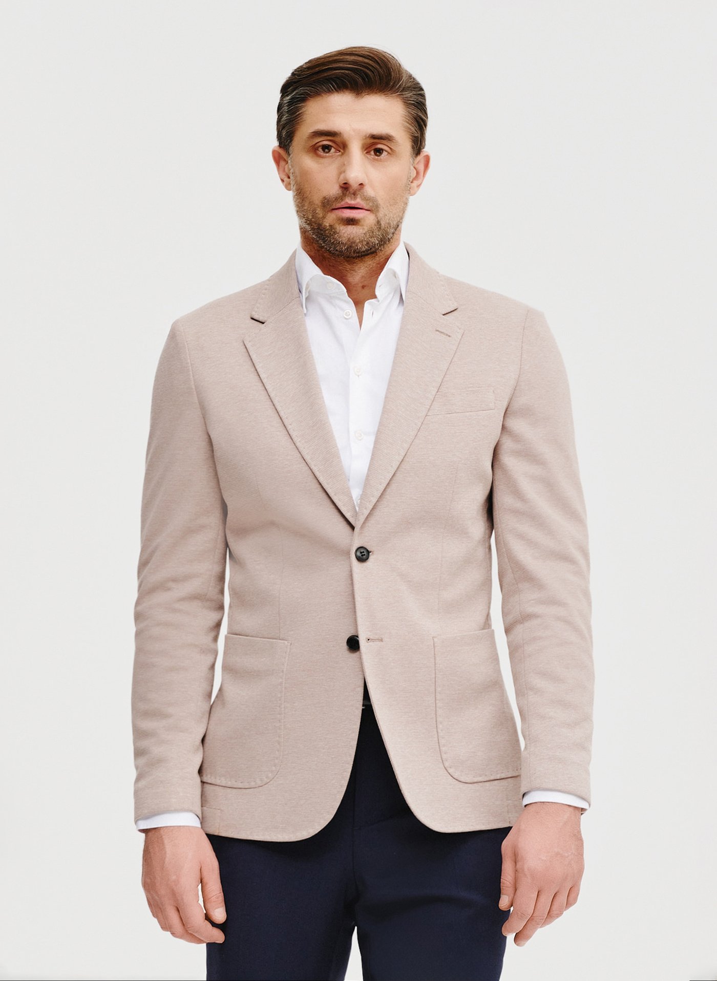 Beżowa marynarka melanż