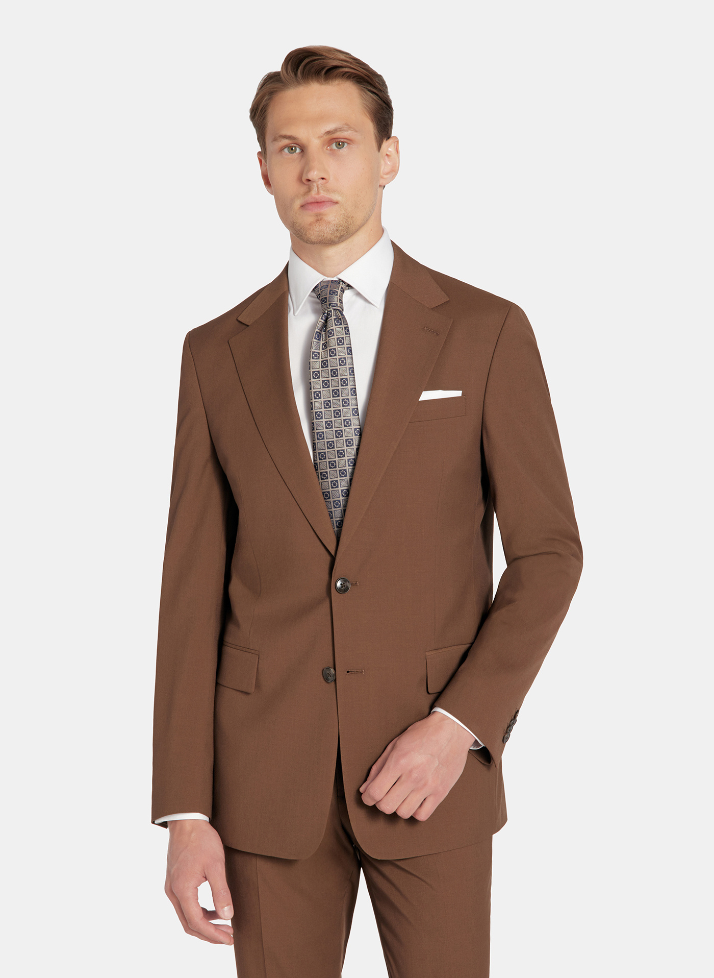 PAKO LORENTE - Gładka brązowa marynarka garniturowa