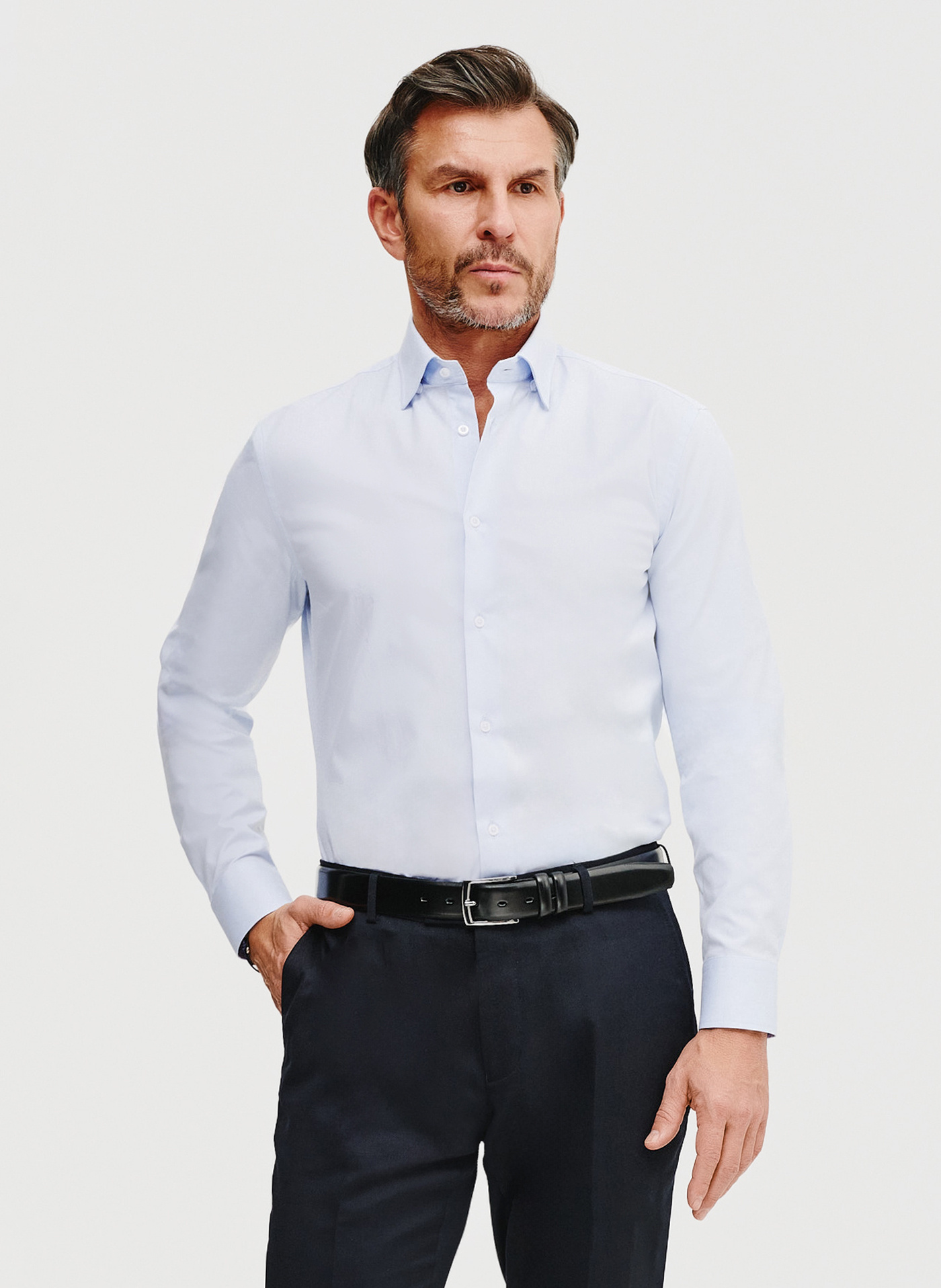 PAKO LORENTE – Gładka koszula męska w kolorze jasnoniebieskim