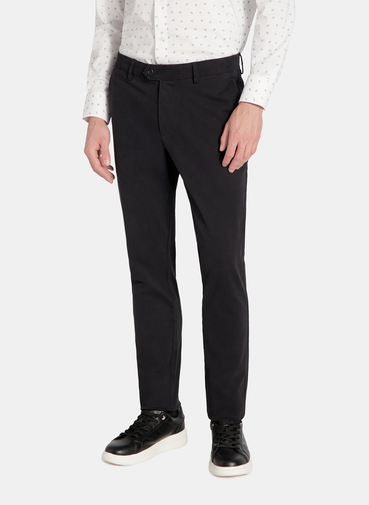 PAKO LORENTE - Granatowe spodnie chino z bawełną