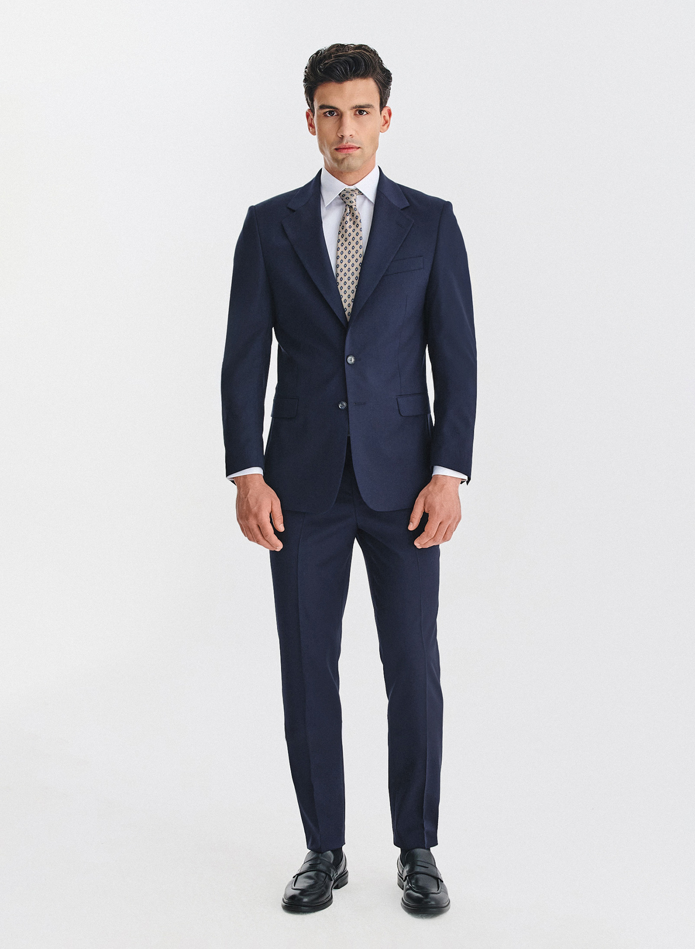 PAKO LORENTE - Wełniany granatowy garnitur męski