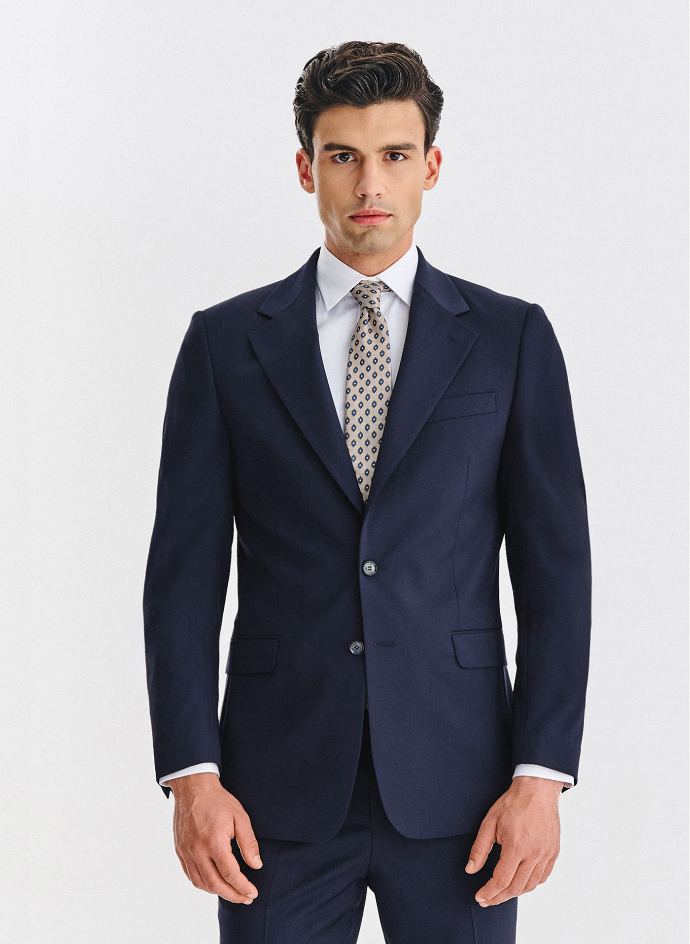 PAKO LORENTE - Wełniana granatowa marynarka garniturowa