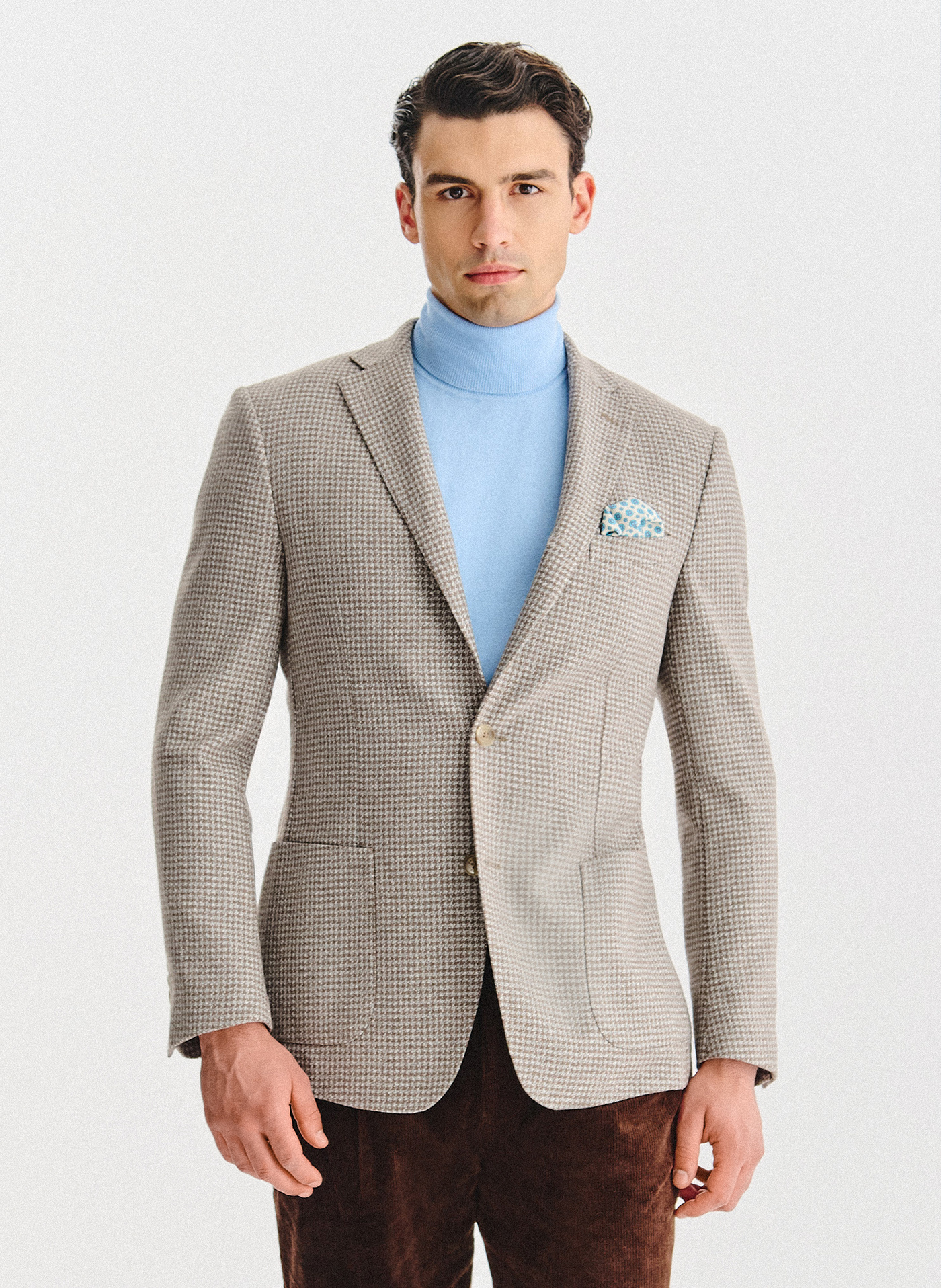 PAKO LORENTE - Jasnobrązowa marynarka w drobną kartkę