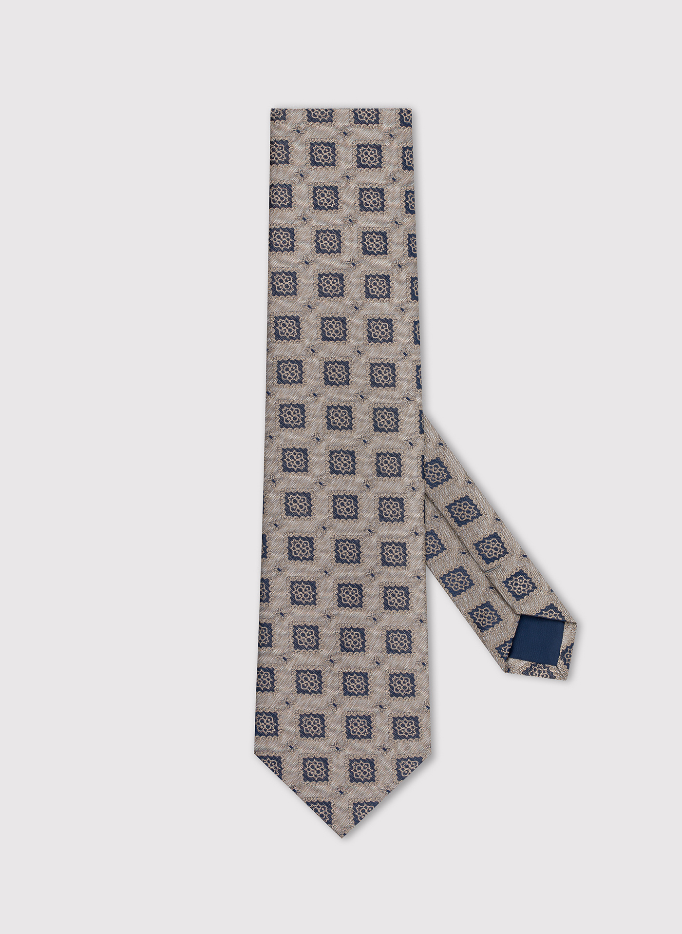 PAKO LORENTE – Beżowy krawat męski w kwadraty