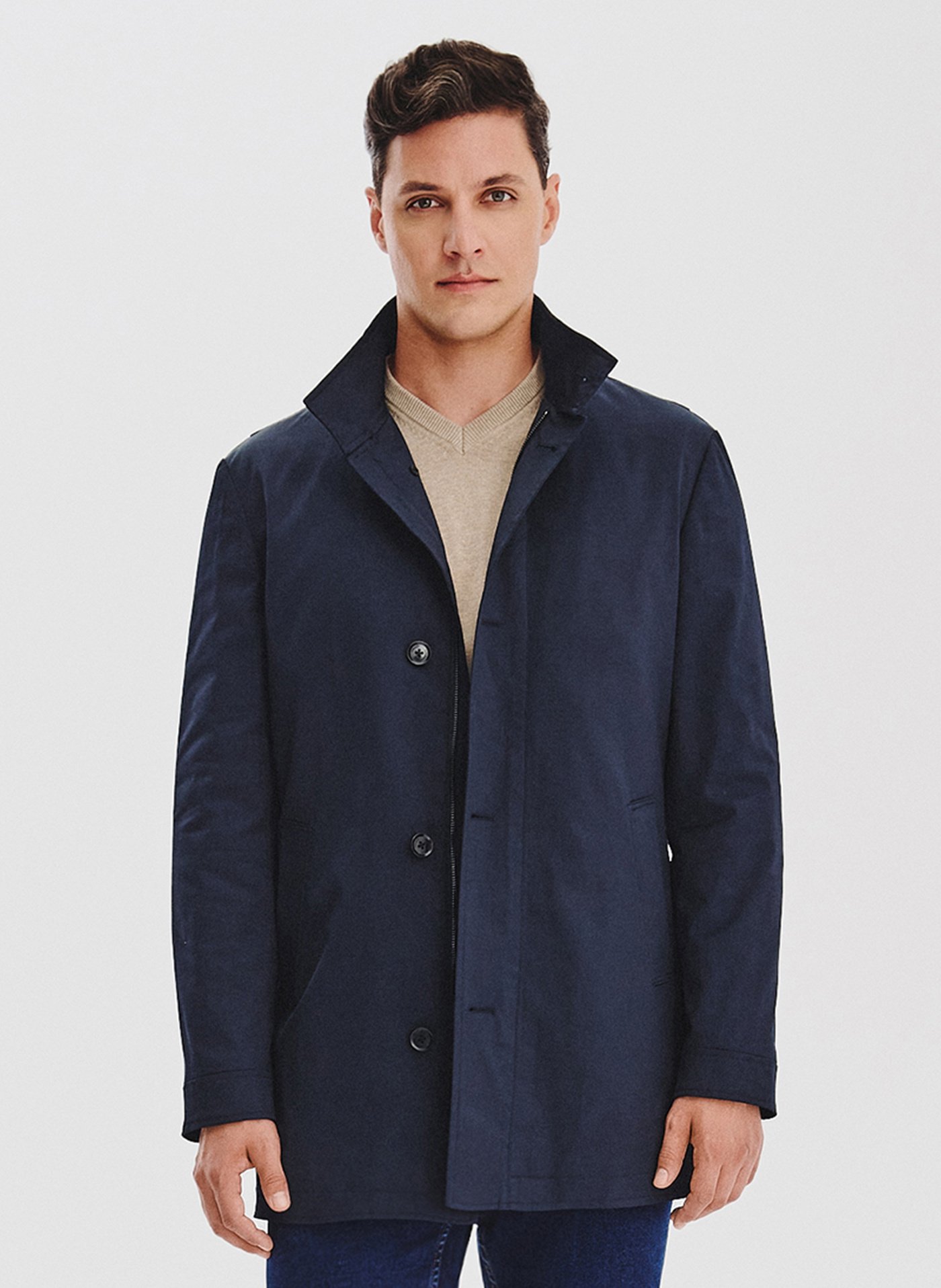 PAKO LORENTE – Granatowy płaszcz jesienny