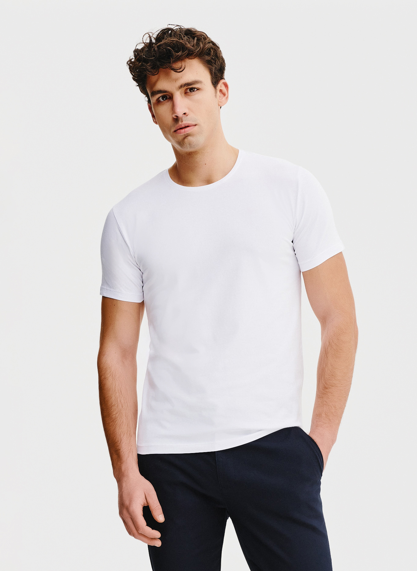 PAKO LORENTE – Biały gładki t-shirt męski