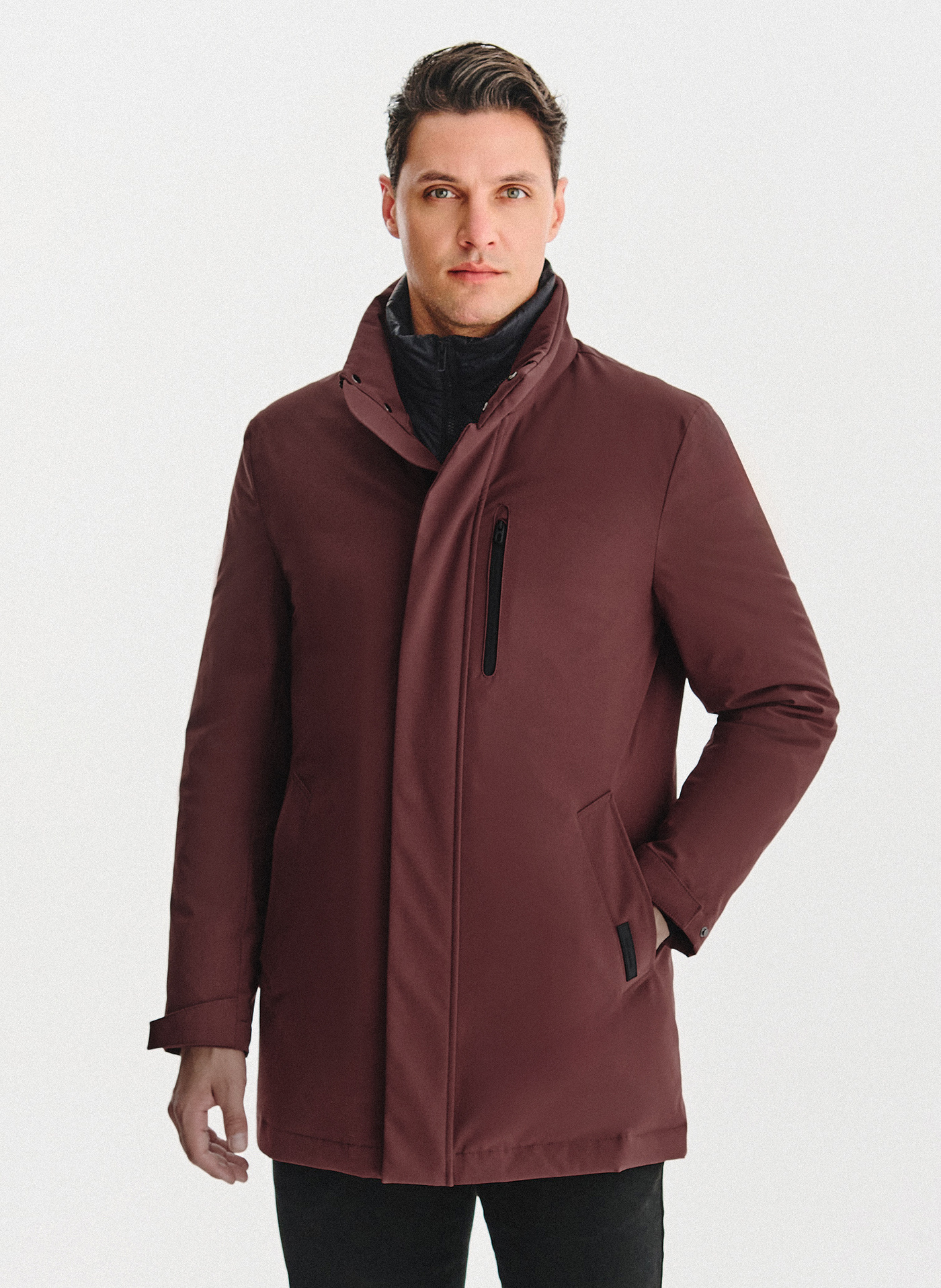 PAKO LORENTE – Bordowa kurtka puchowa