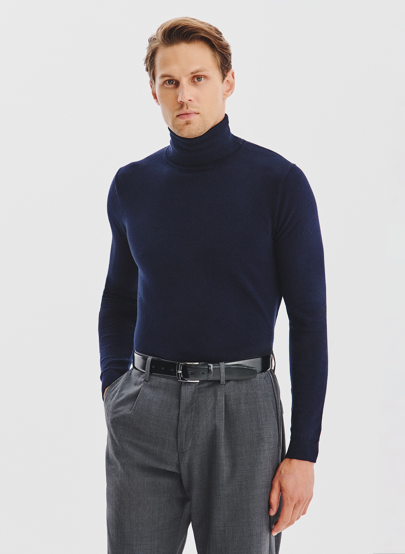 PAKO LORENTE - Granatowy gładki golf męski