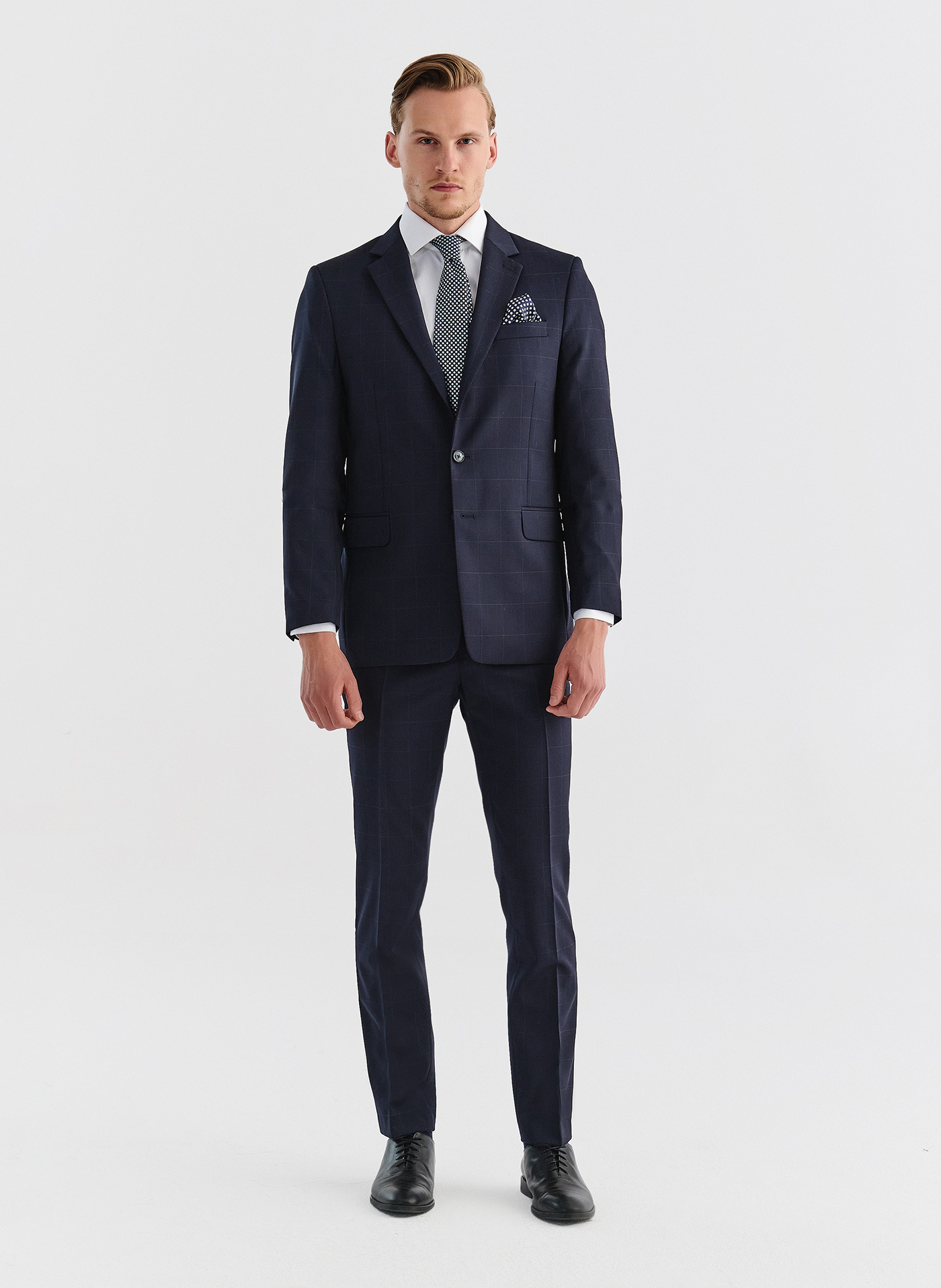 PAKO LORENTE – Wełniane spodnie garniturowe w kratę