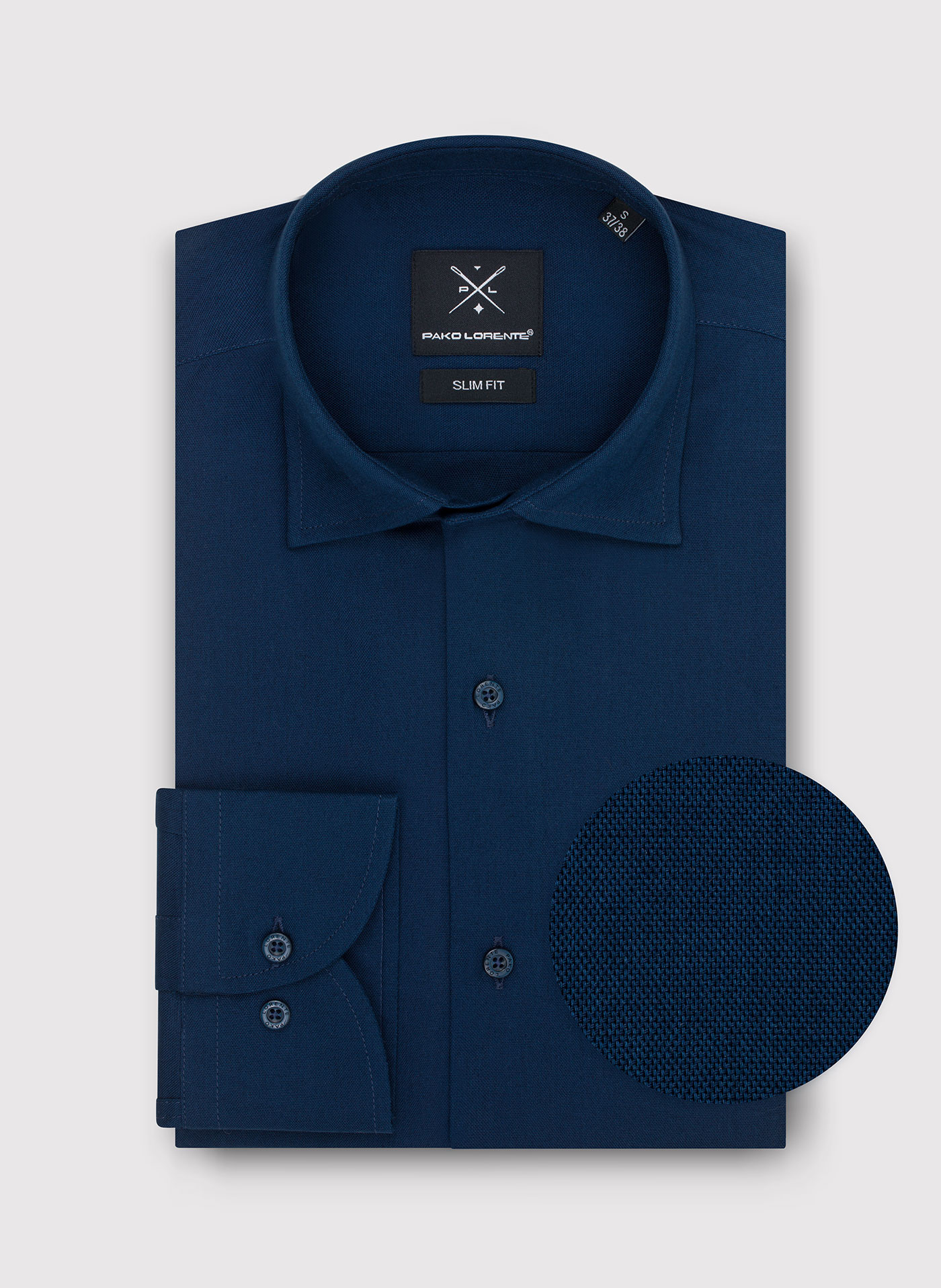 PAKO LORENTE – Gładka elegancka koszula męska w kolorze granatowym