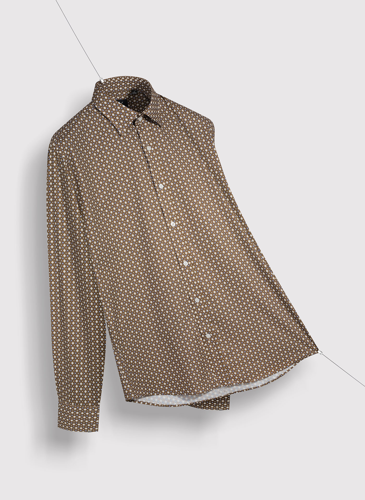 PAKO LORENTE – Brązowa męska koszula w mikrowzór