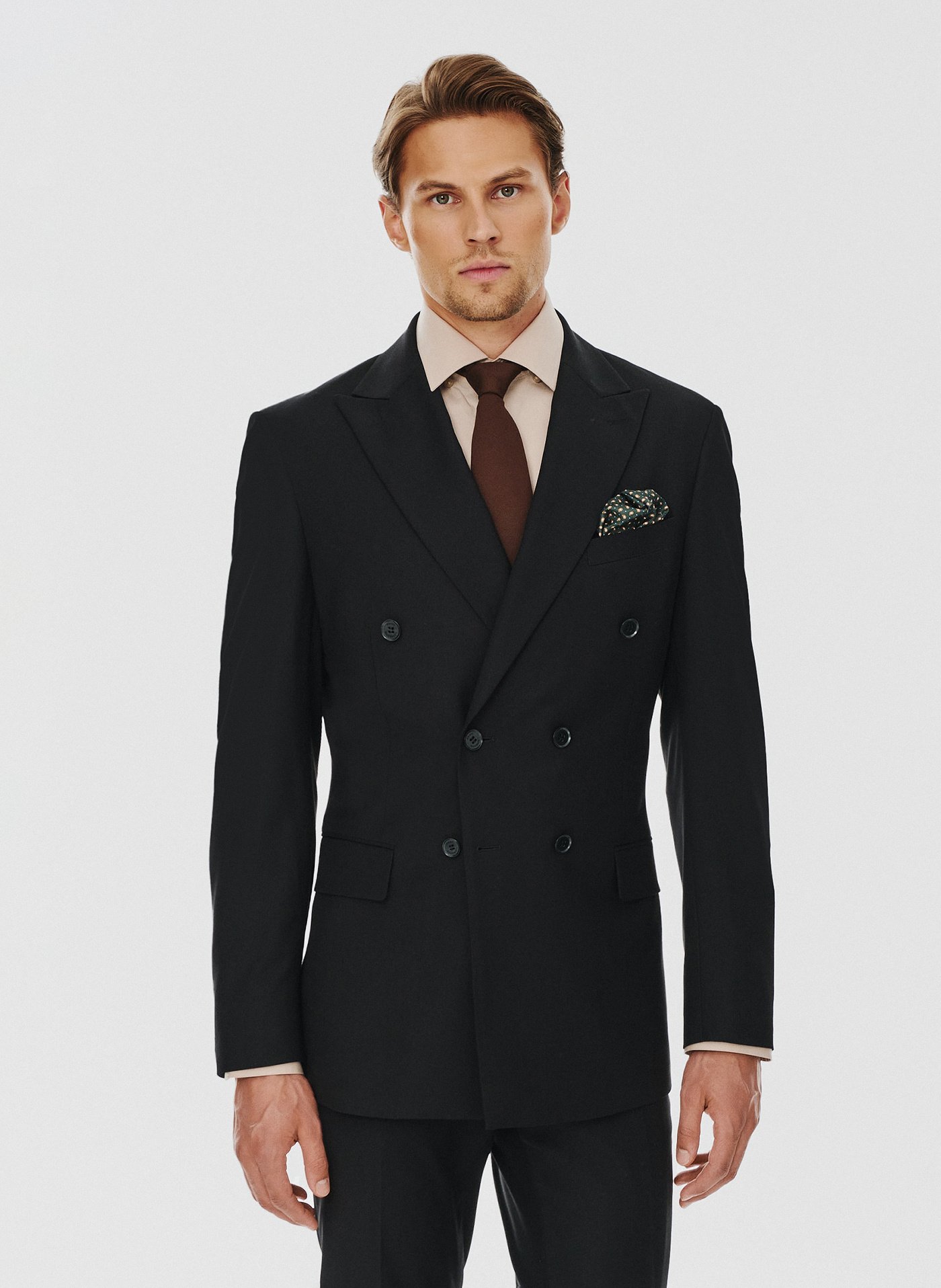 PAKO LORENTE – Dwurzędowa czarna marynarka garniturowa