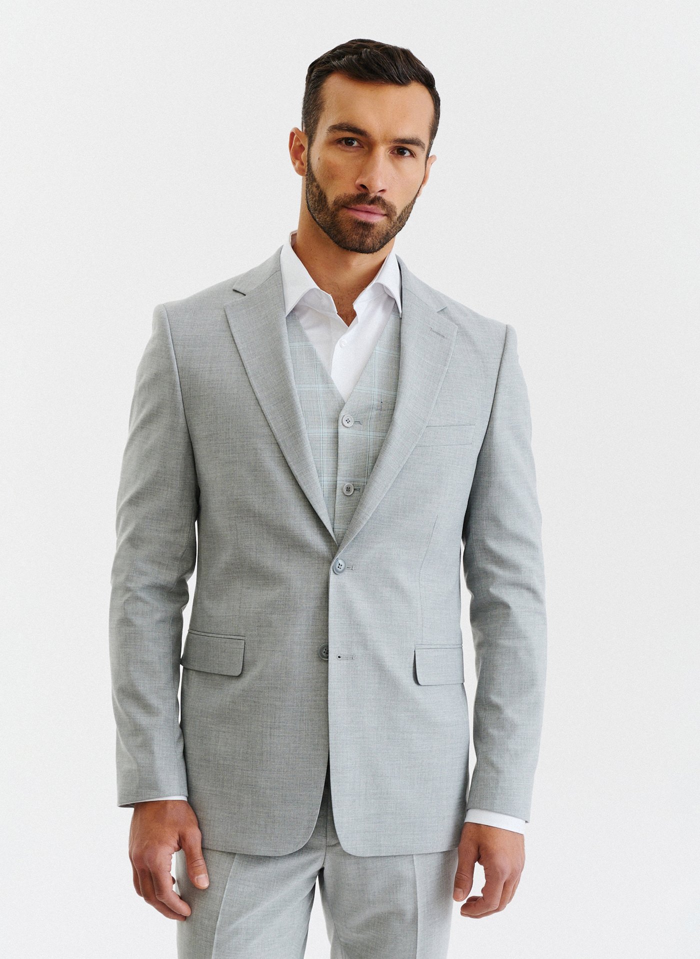 PAKO LORENTE – Męska jasnoszara marynarka garniturowa