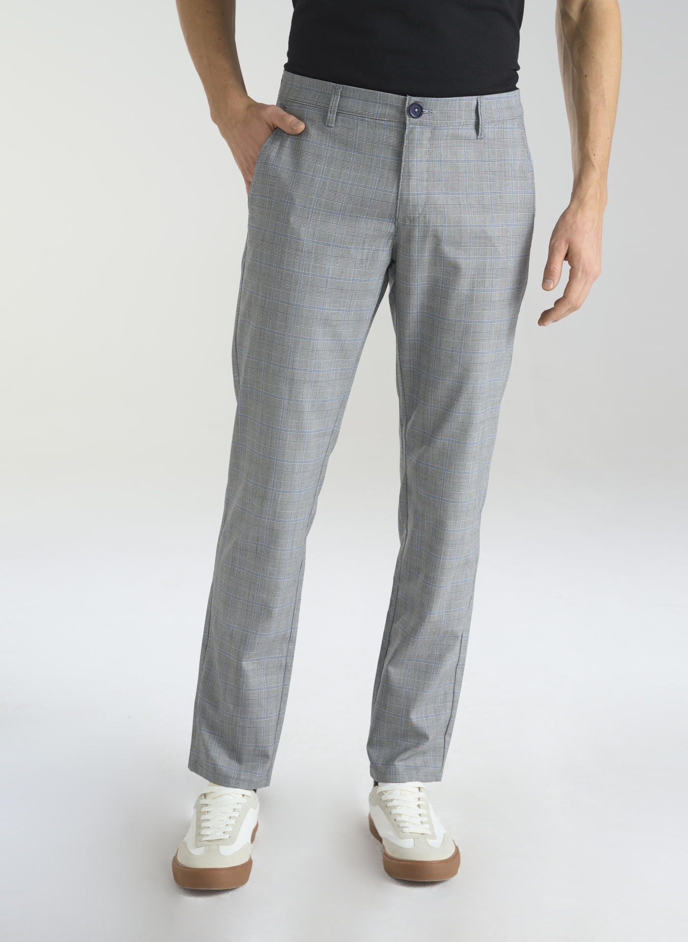 PAKO LORENTE – Szare męskie spodnie chino w kratę P23SF-WX-009-S-S - Pako Lorente