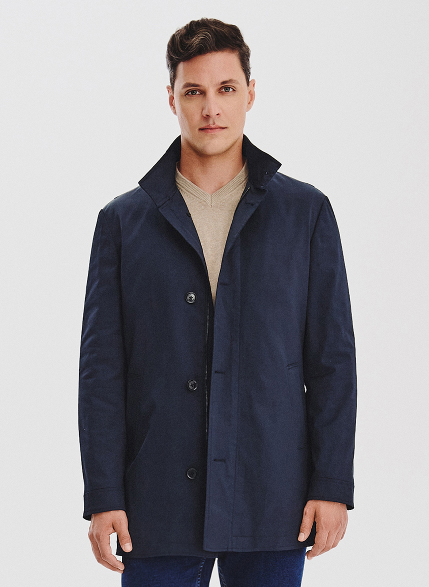 PAKO LORENTE – Granatowy płaszcz jesienny