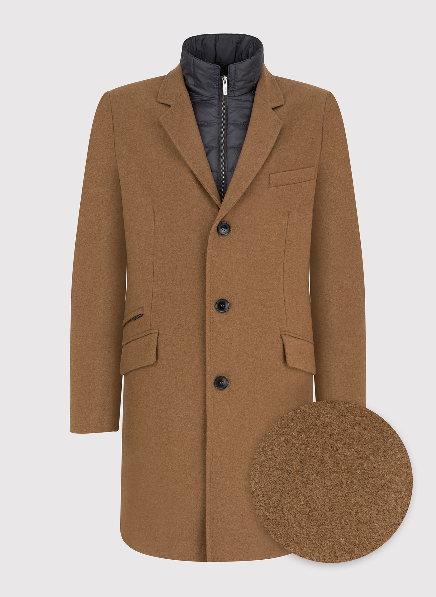 PAKO LORENTE – Męski płaszcz z wełną w kolorze kamelowym
