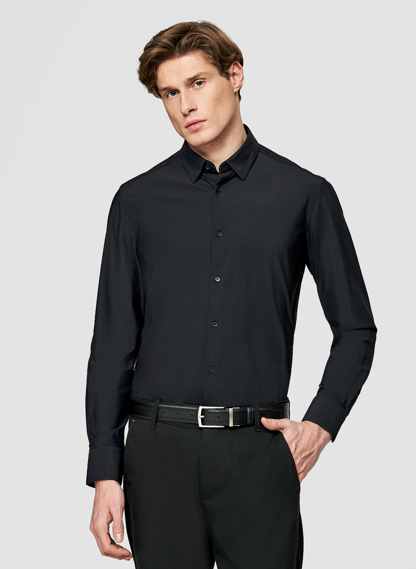 PAKO LORENTE - Czarna dzianinowa koszula męska