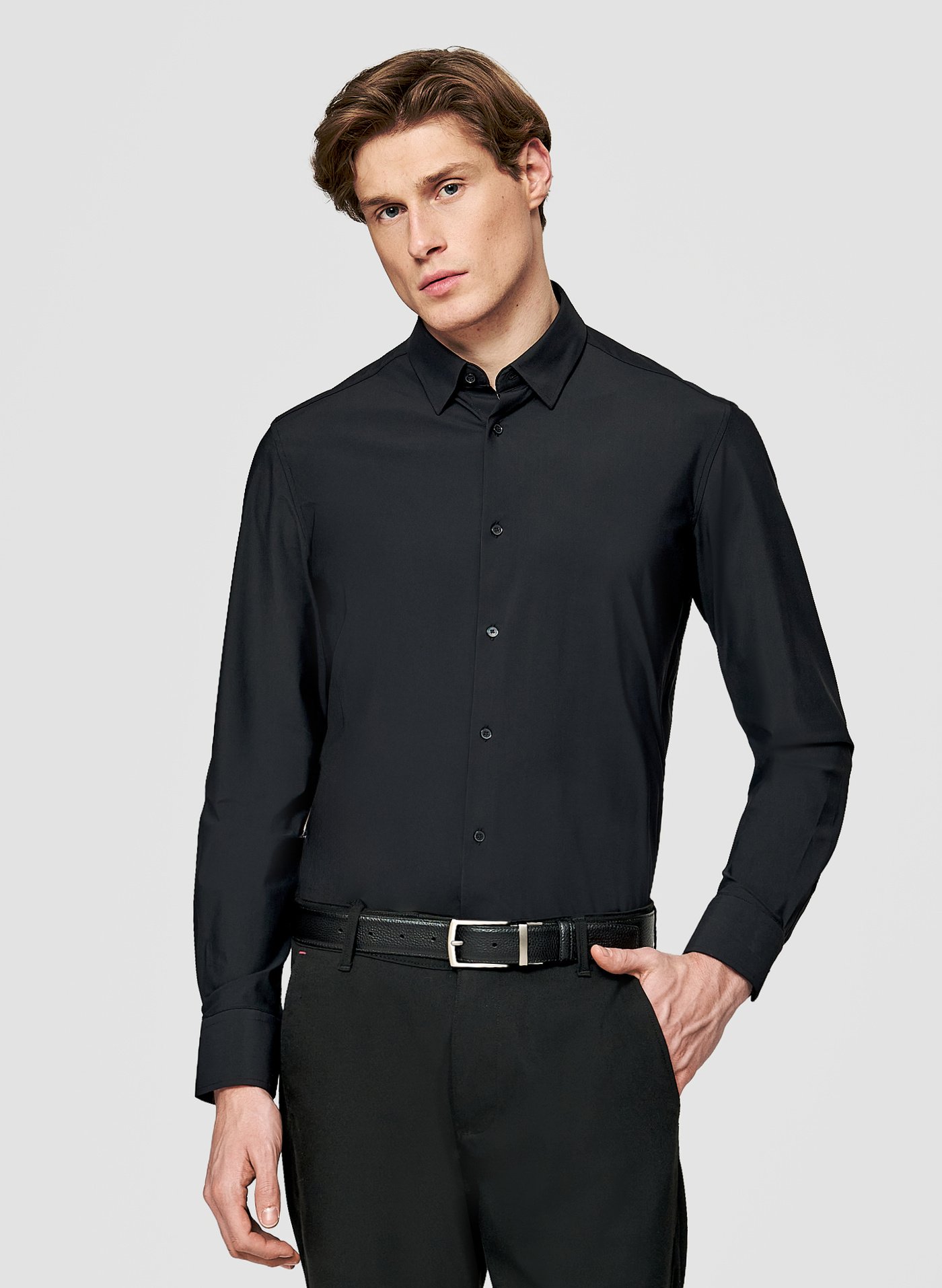 PAKO LORENTE - Czarna dzianinowa koszula męska