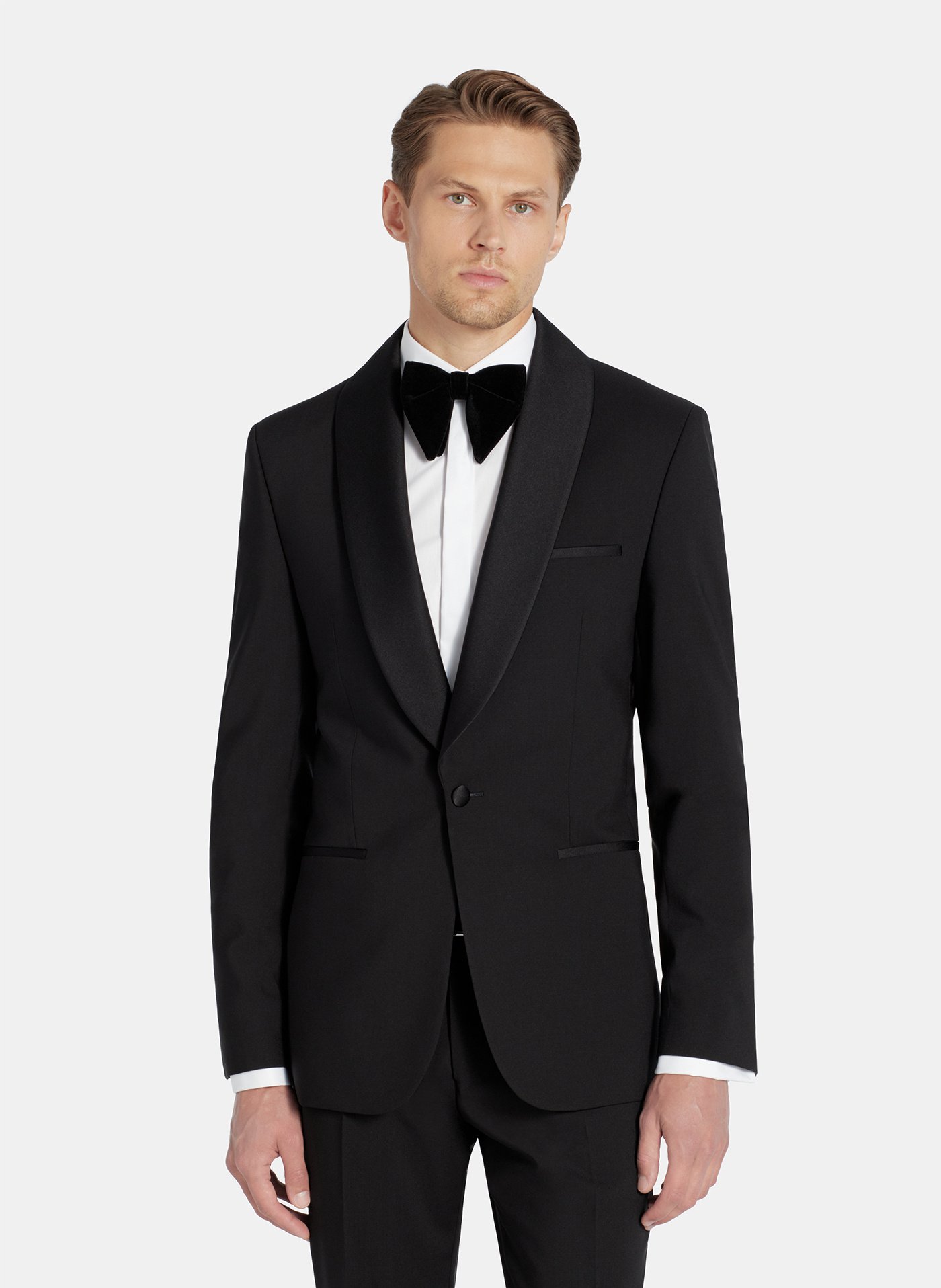 PAKO LORENTE - Smokingowa marynarka z poszerzonymi klapami szalowymi