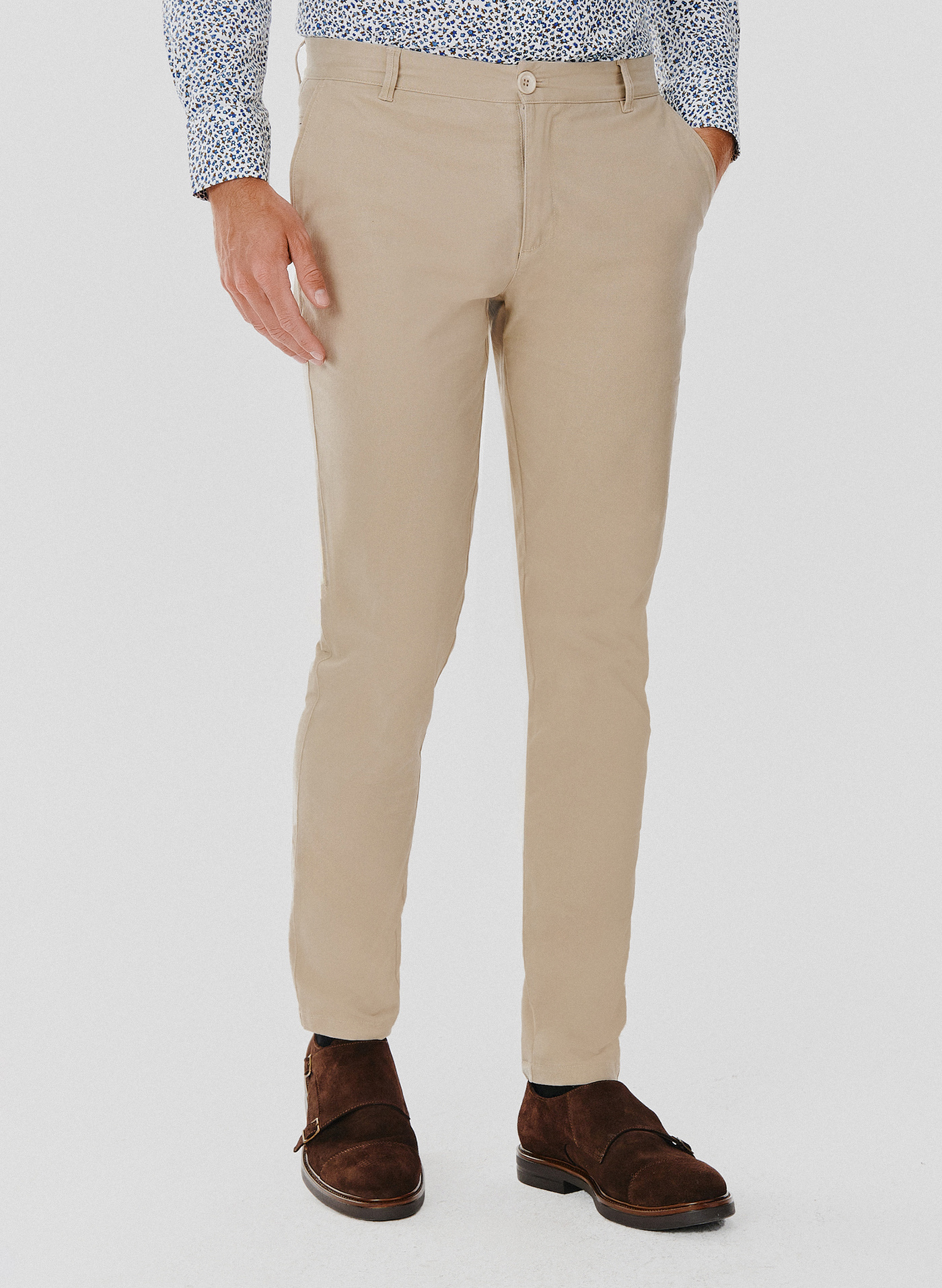 PAKO LORENTE – Gładkie spodnie męskie w kolorze beżowym