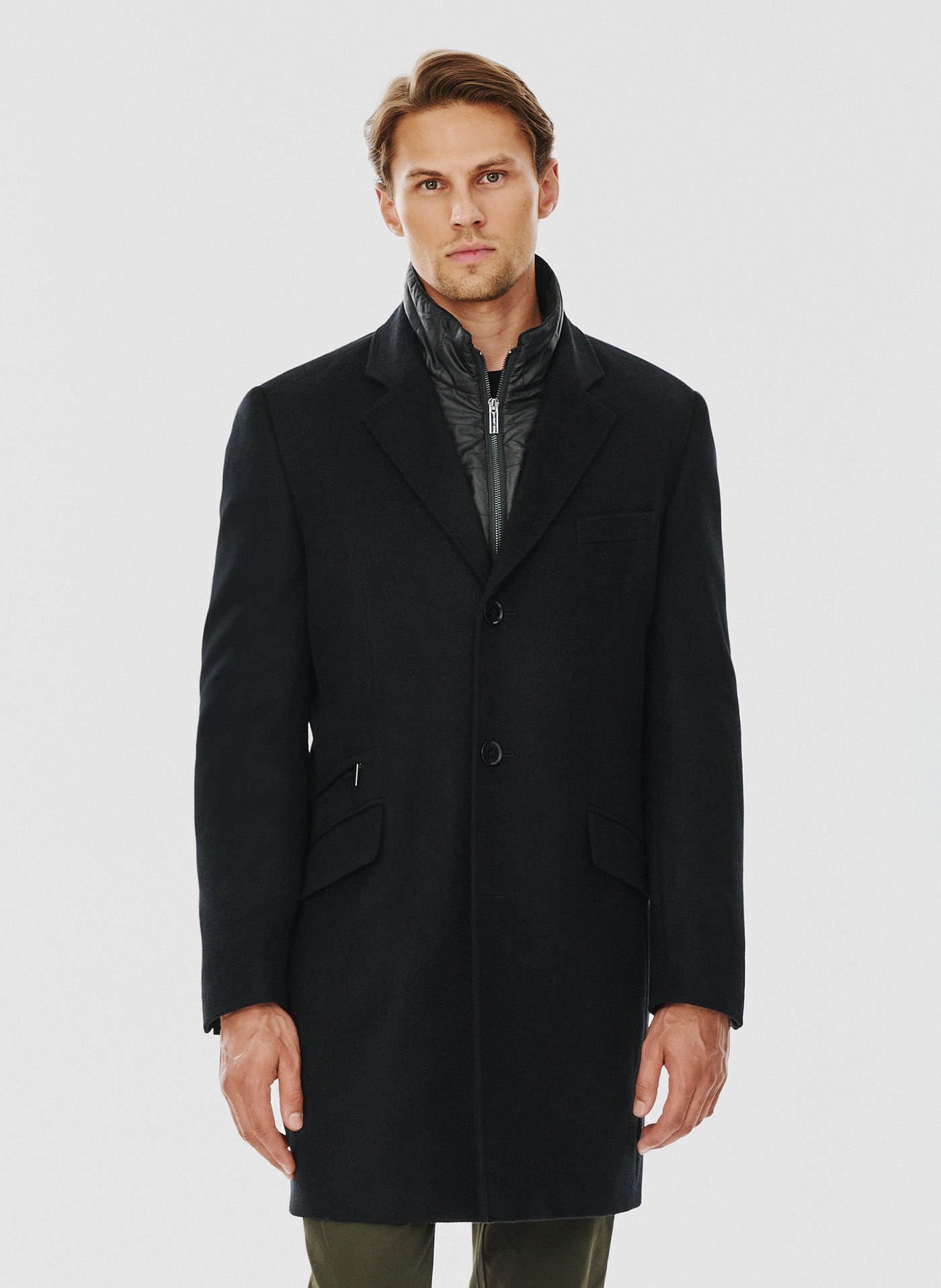 PAKO LORENTE – Męski płaszcz z wełną w kolorze czarnym
