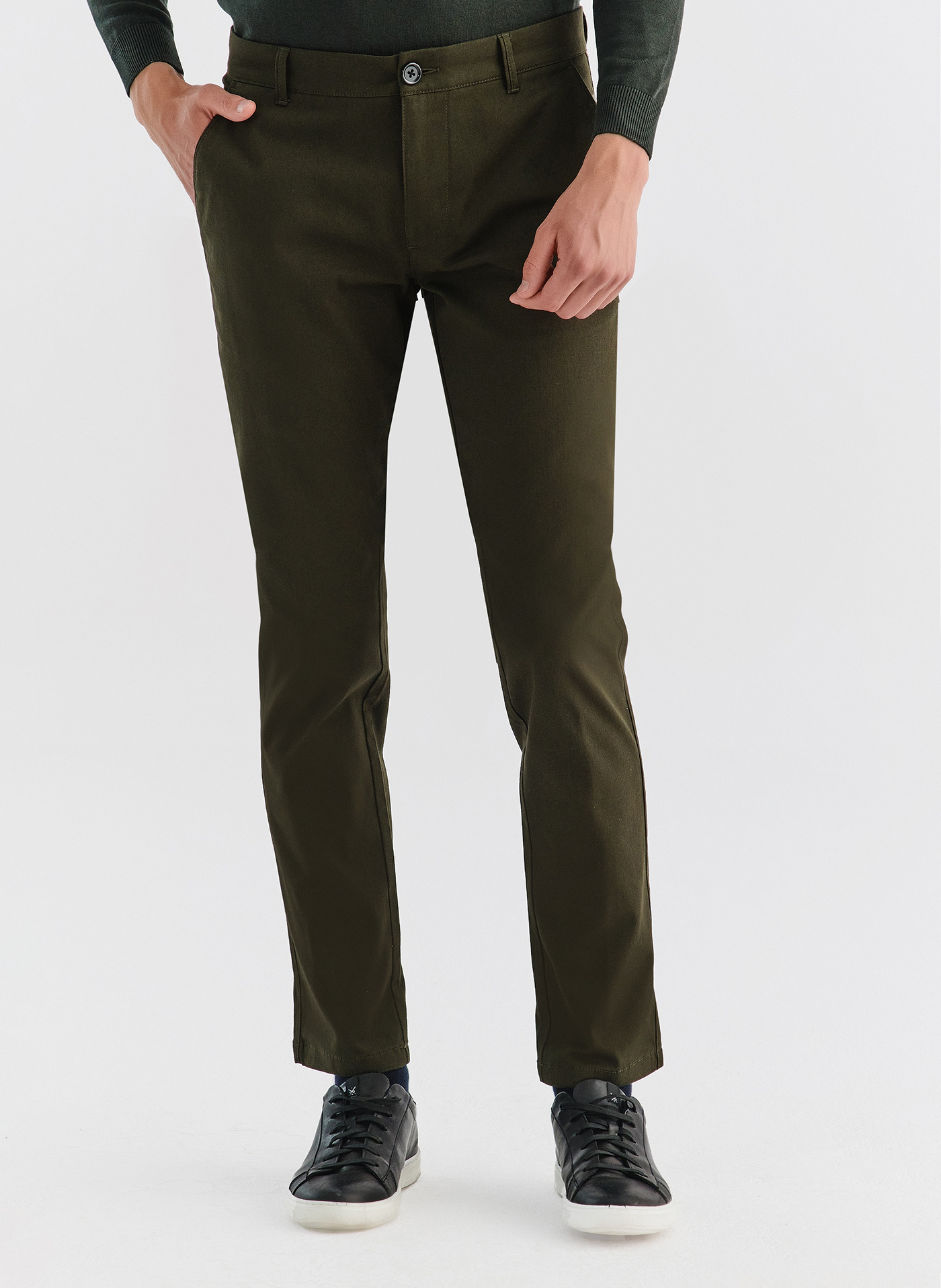 PAKO LORENTE – Zielone spodnie męskie o kroju Slim Fit