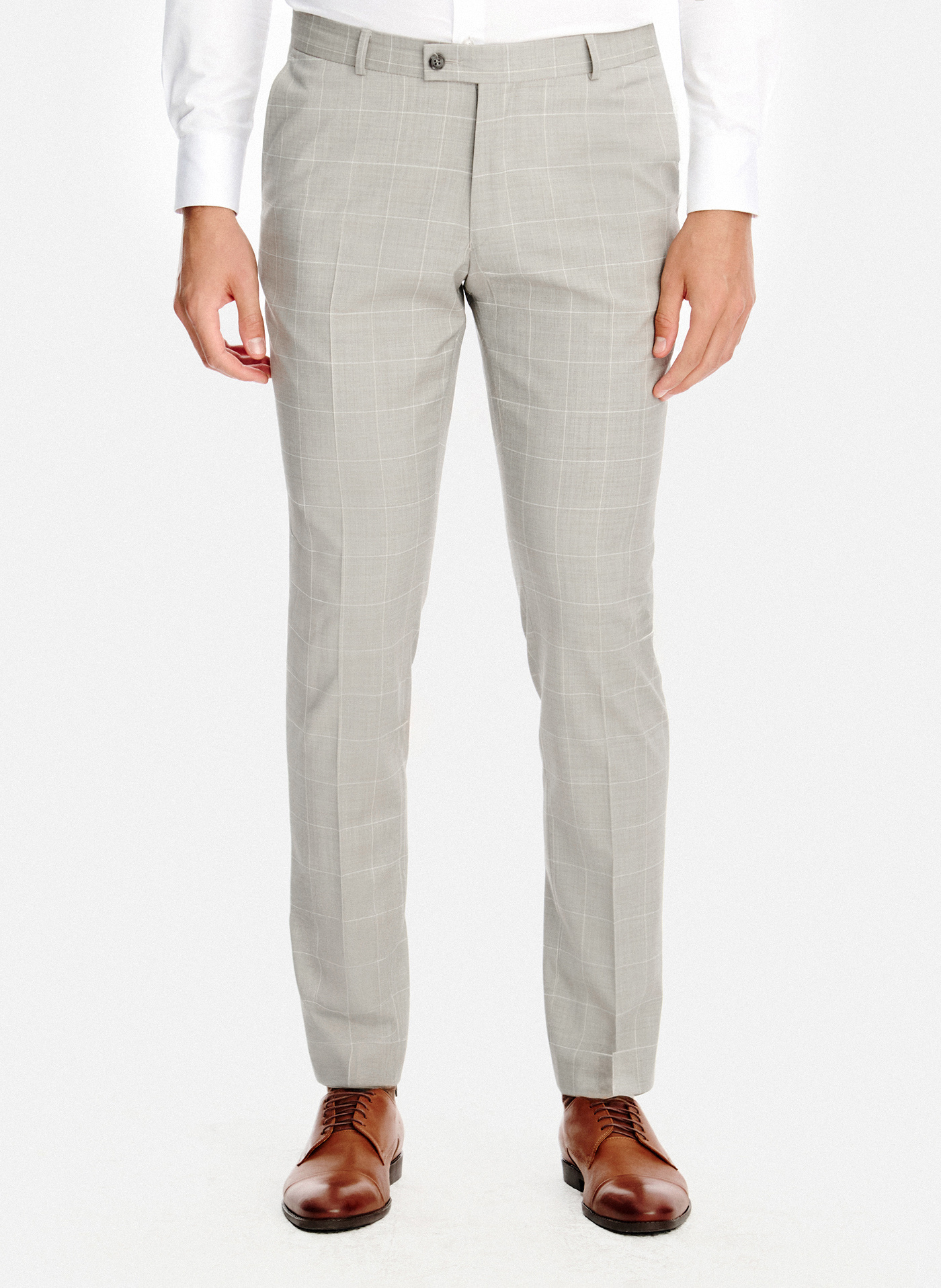 PAKO LORENTE - Wełniane spodnie garniturowe w kratkę