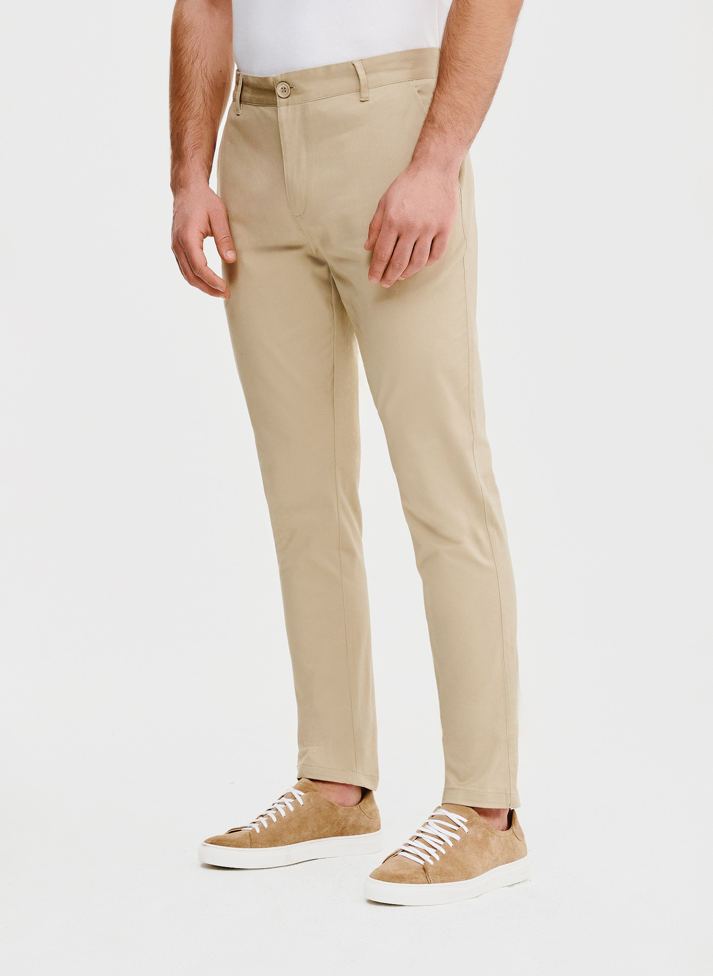 PAKO LORENTE – Beżowe gładkie spodnie męskie