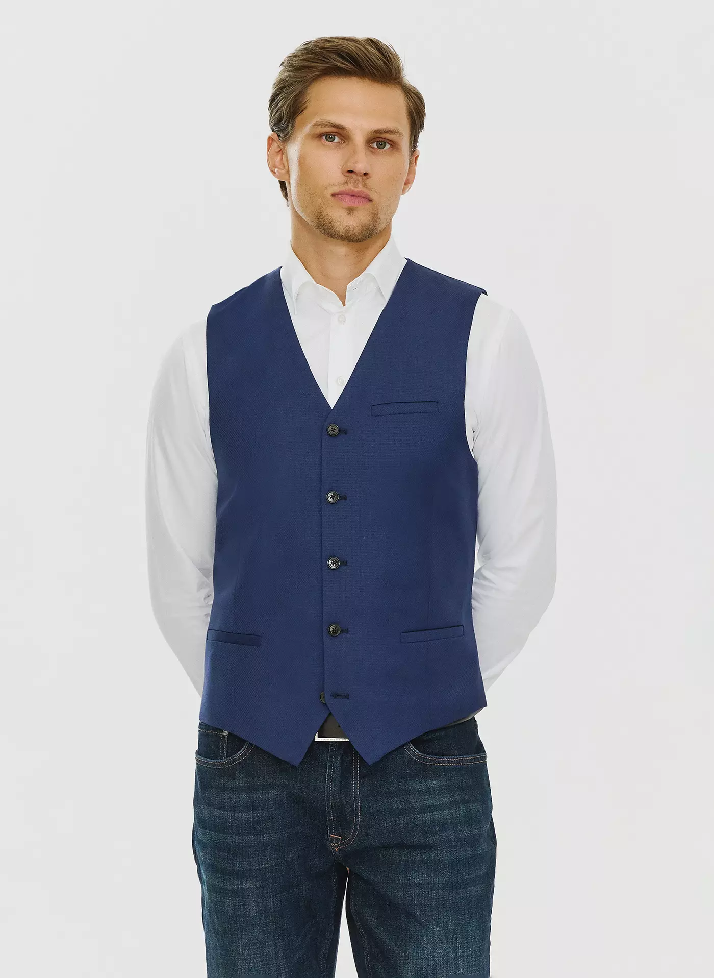 PAKO LORENTE – Granatowa męska elegancka kamizelka