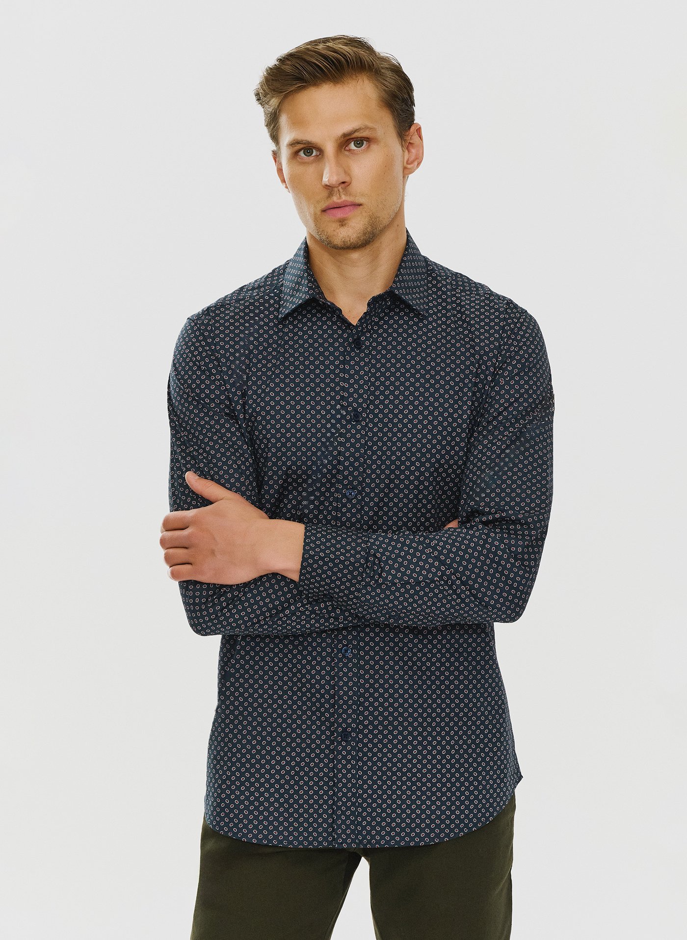 PAKO LORENTE – Koszula w kolorze granatowym w mikrowzór P24SF-1X-028-G-S - Pako Lorente