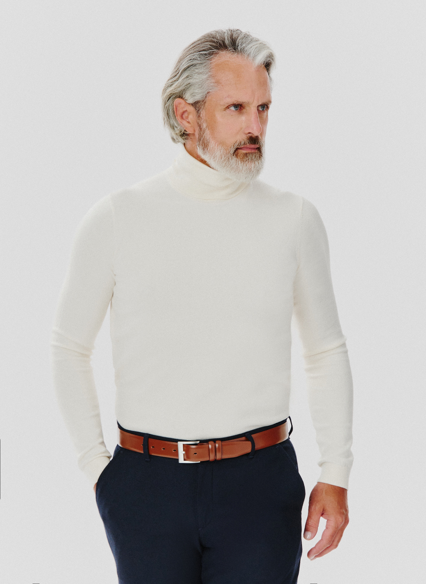 PAKO LORENTE – Biały gładki golf męski