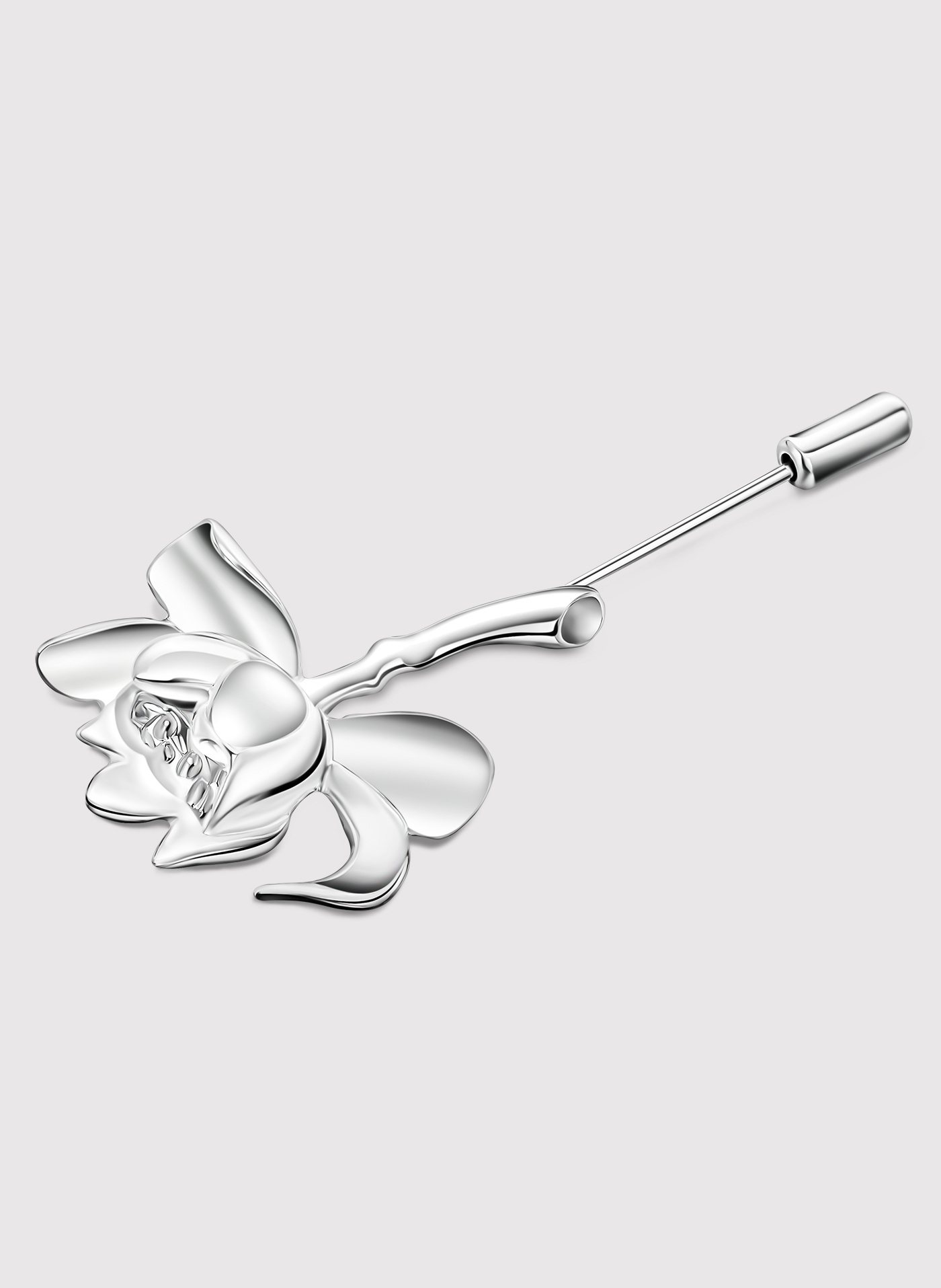 PAKO LORENTE - Srebrna szpilka do marynarki męskiej kwiat lotosu