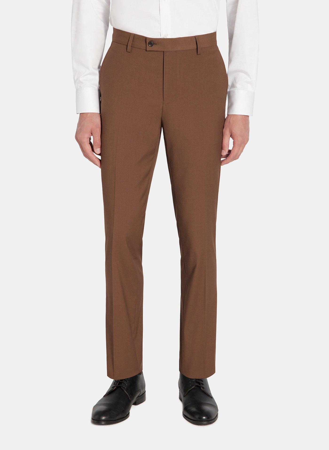 PAKO LORENTE - Gładkie brązowe spodnie ganiturowe