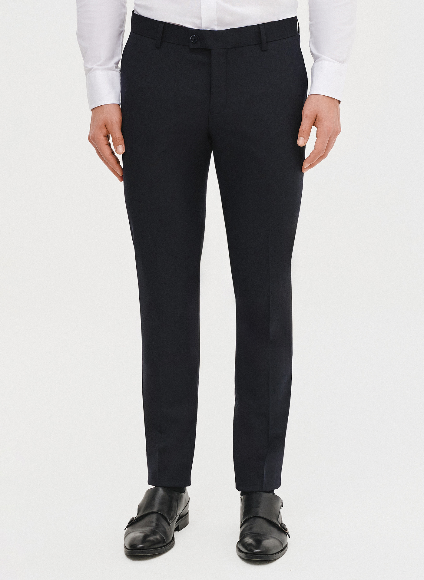 PAKO LORENTE – Granatowe spodnie garniturowe