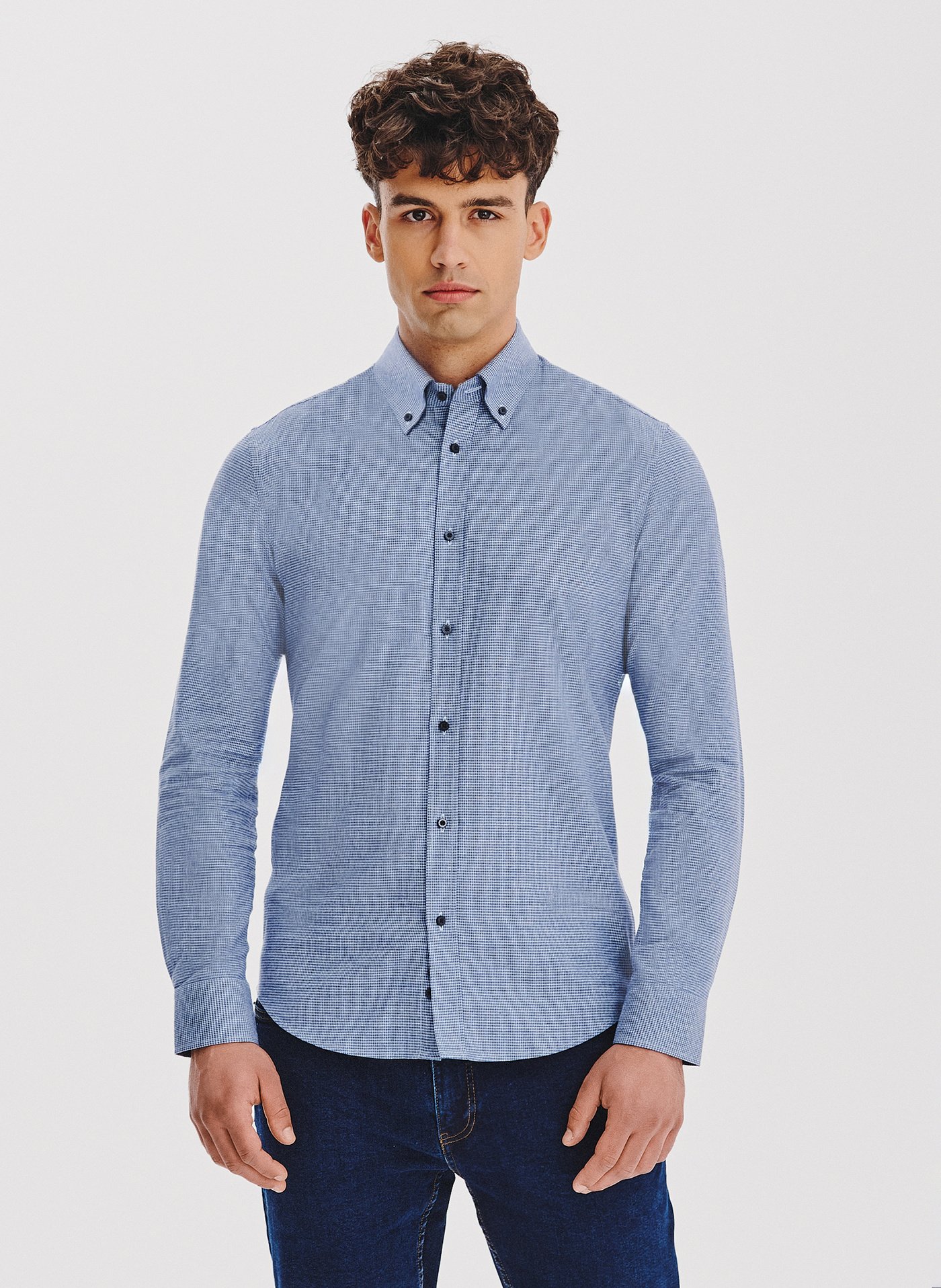 PAKO LORENTE – Granatowa koszula w pepitkę