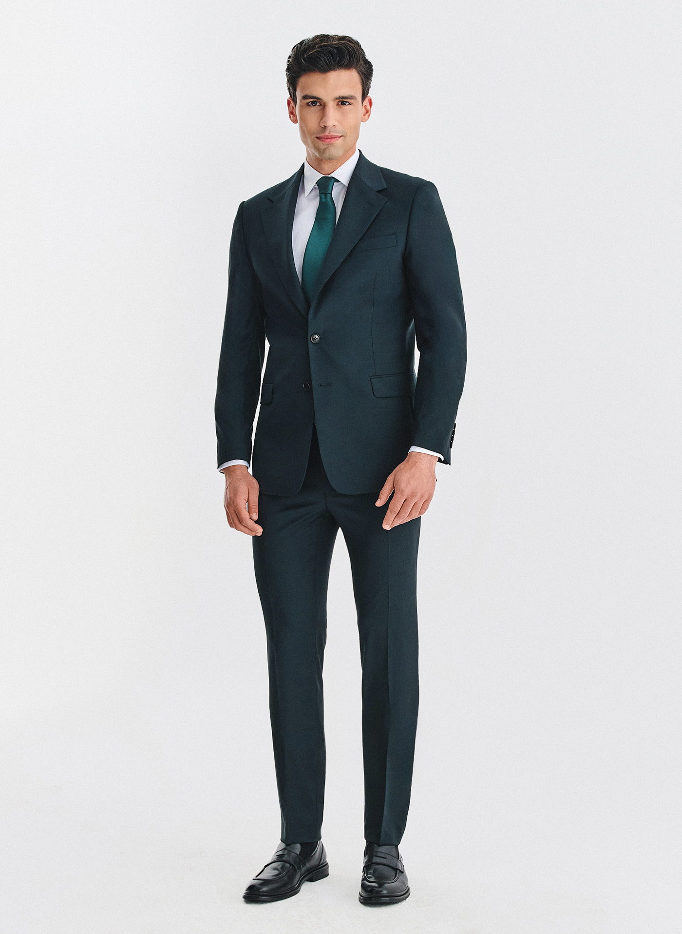 PAKO LORENTE - Wełniany zielony garnitur męski