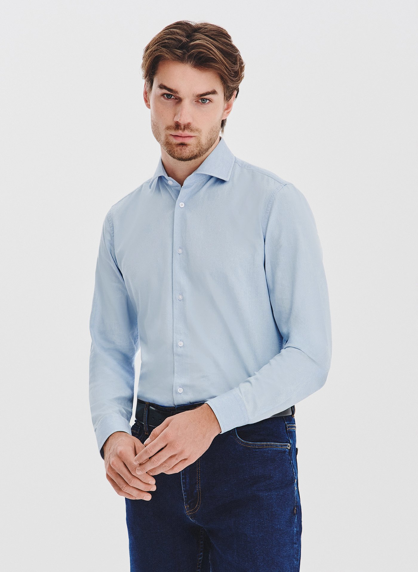 PAKO LORENTE - Jasnoniebieska koszula jeansowa