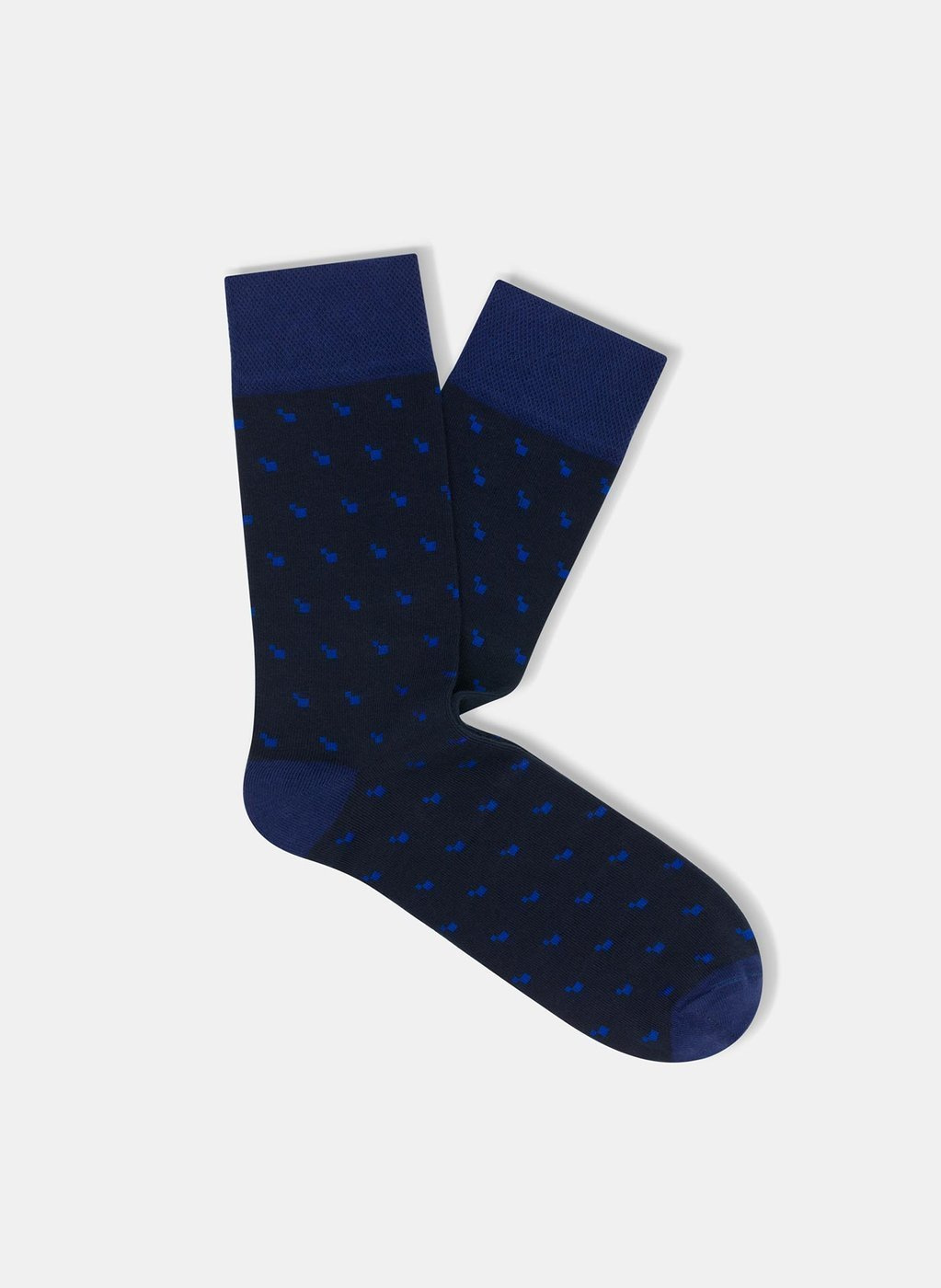 Granatowe skarpetki w niebieskie małe kwadraty P000B-SX-510-G