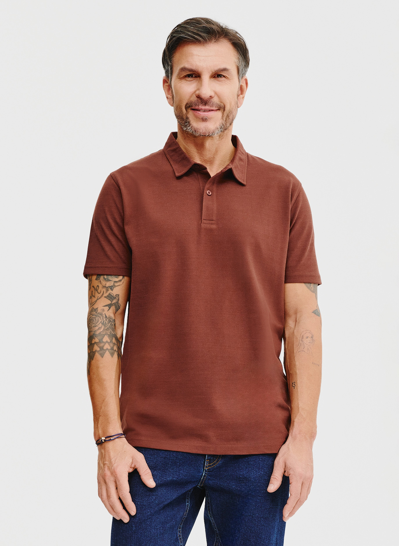 PAKO LORENTE – Męski t-shirt polo w kolorze brązowym