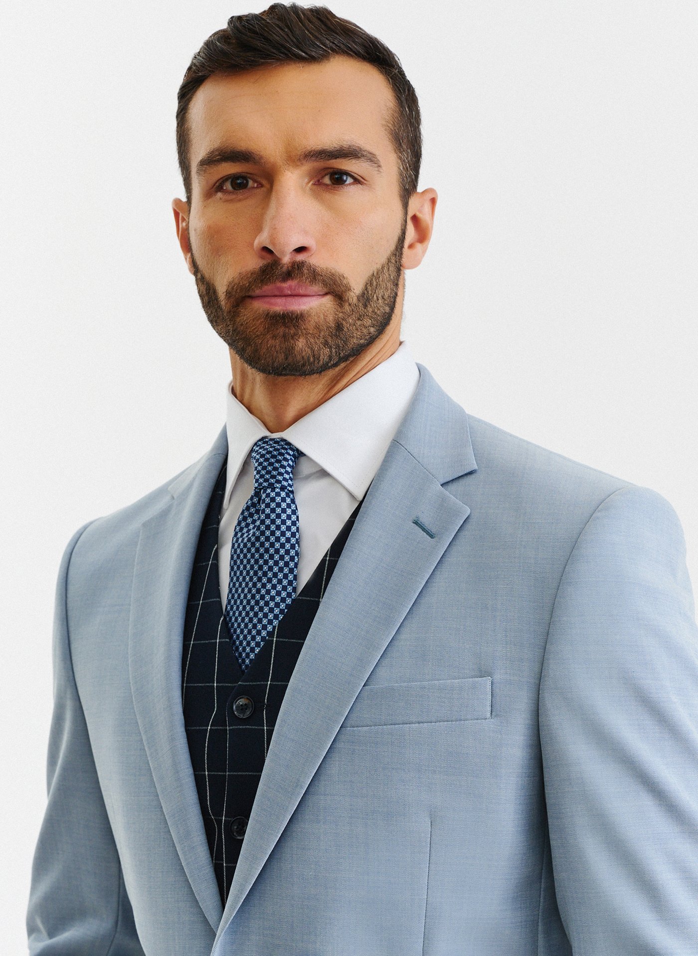 PAKO LORENTE – Błękitna marynarka garniturowa o widocznej strukturze