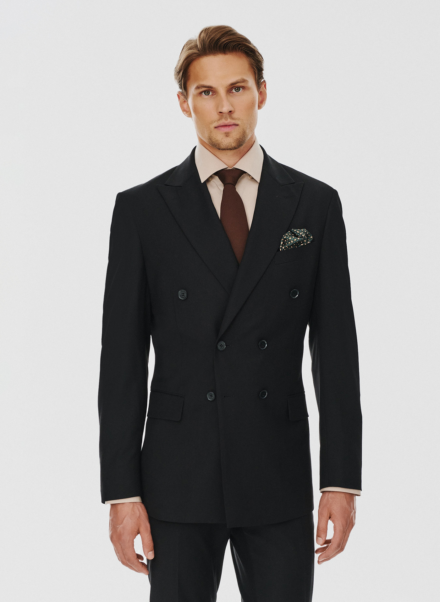 PAKO LORENTE – Dwurzędowa czarna marynarka garniturowa