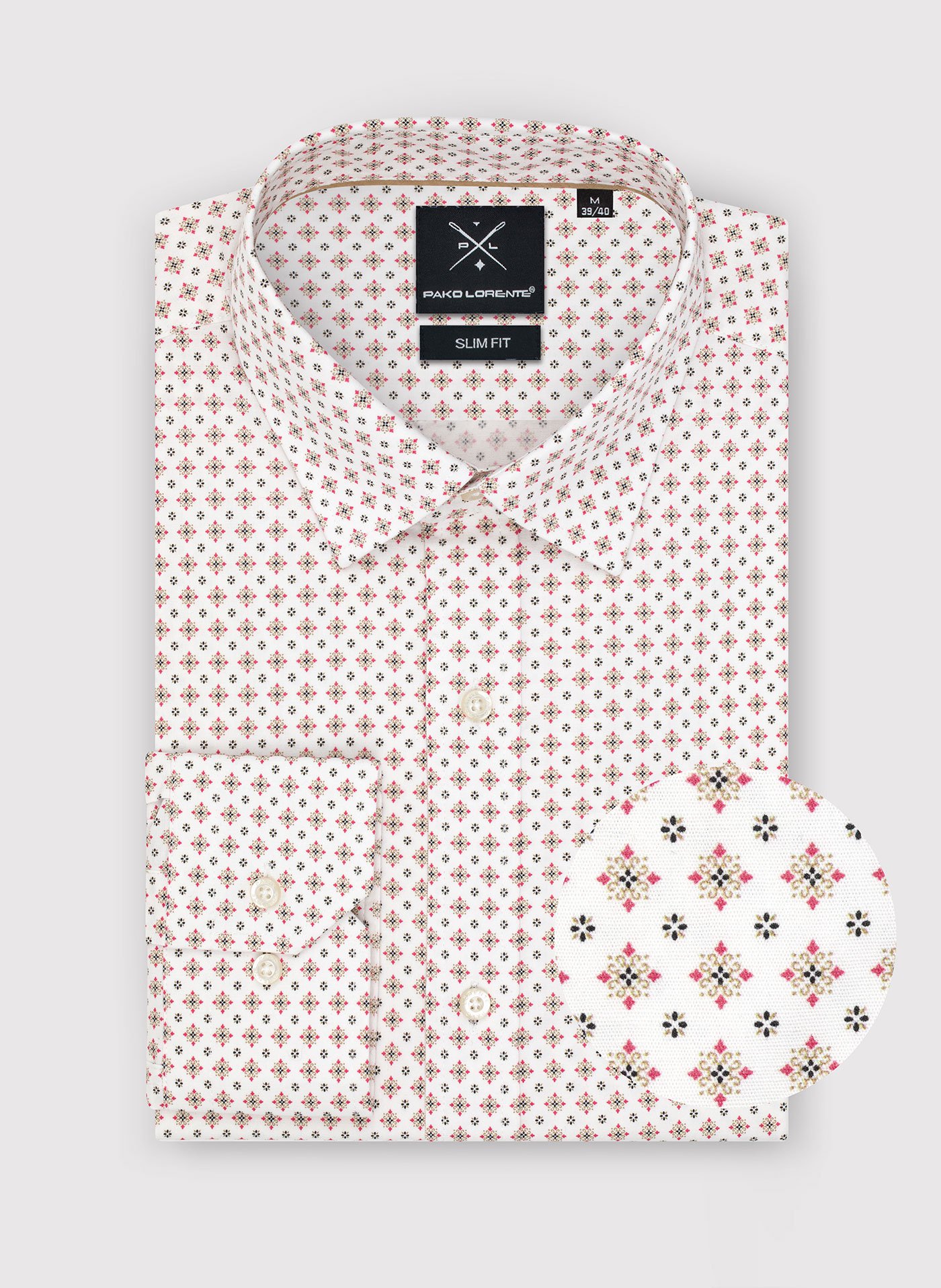 PAKO LORENTE – Biała koszula w mikrowzór