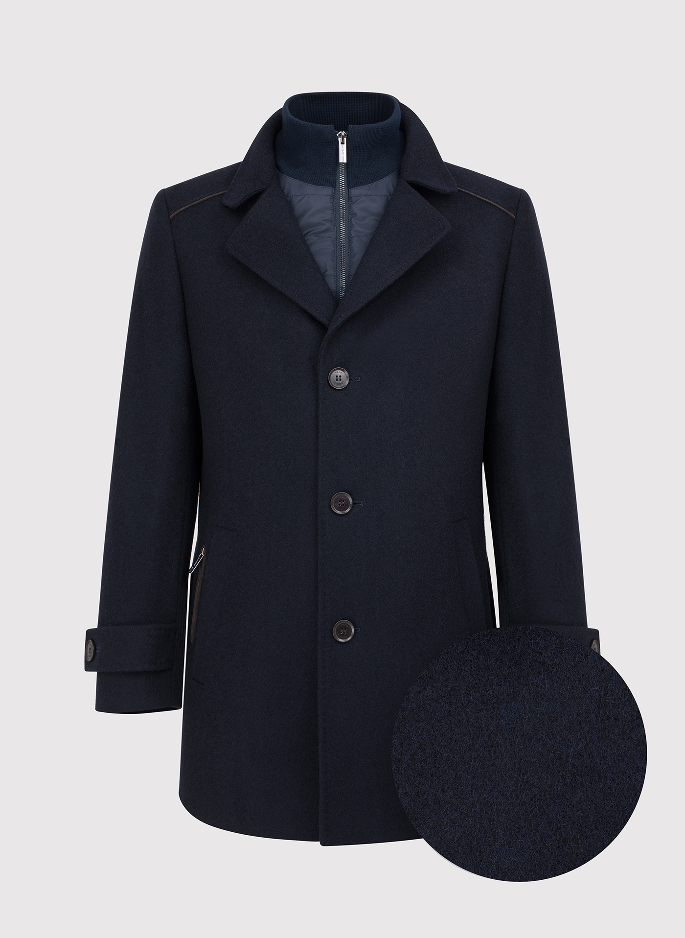 PAKO LORENTE – Wełniany płaszcz męski w kolorze granatowym