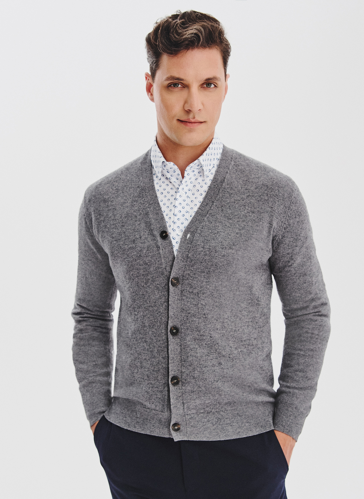 PAKO LORENTE - Męski kardigan w szarym kolorze