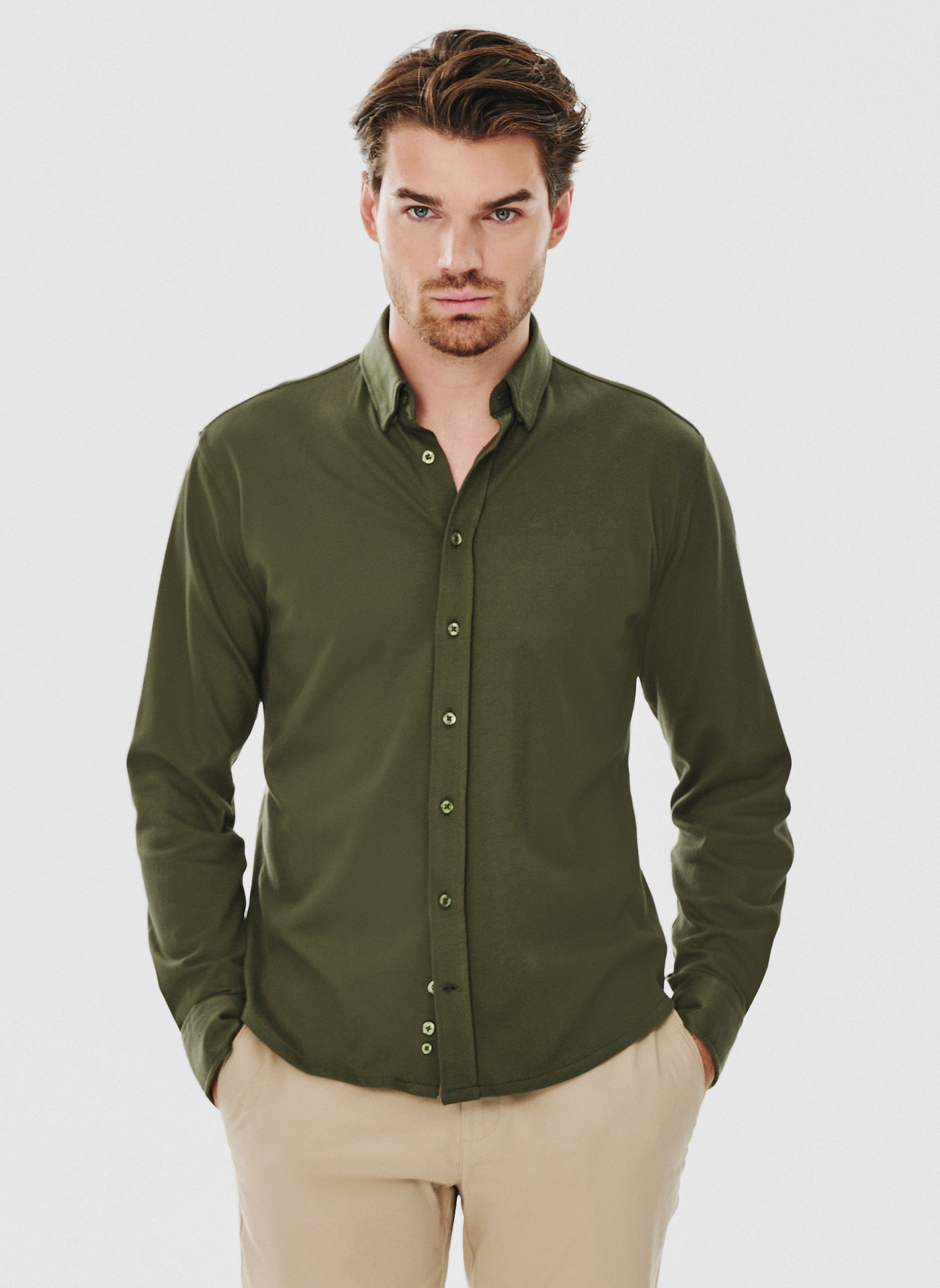 PAKO LORENTE – Zielona bawełniana koszula męska