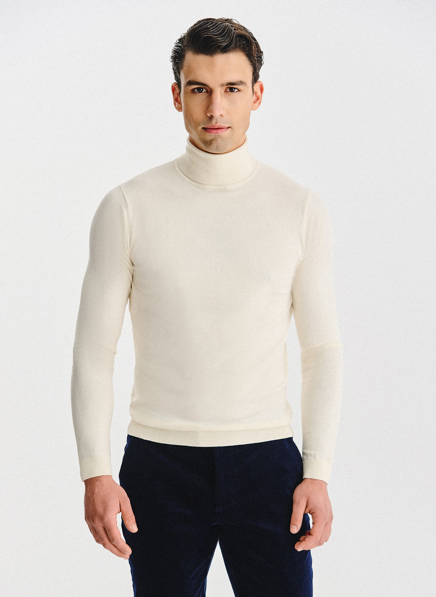 PAKO LORENTE - Biały gładki golf męski